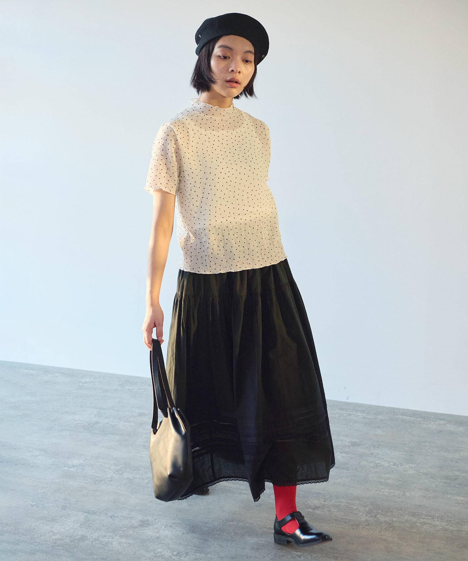 tシャツ syuwa syuwa dot ハイネック半袖プルオーバー レディース AMBIDEX Store △〇 syuwa syuwa ドット ハイネック半袖プル