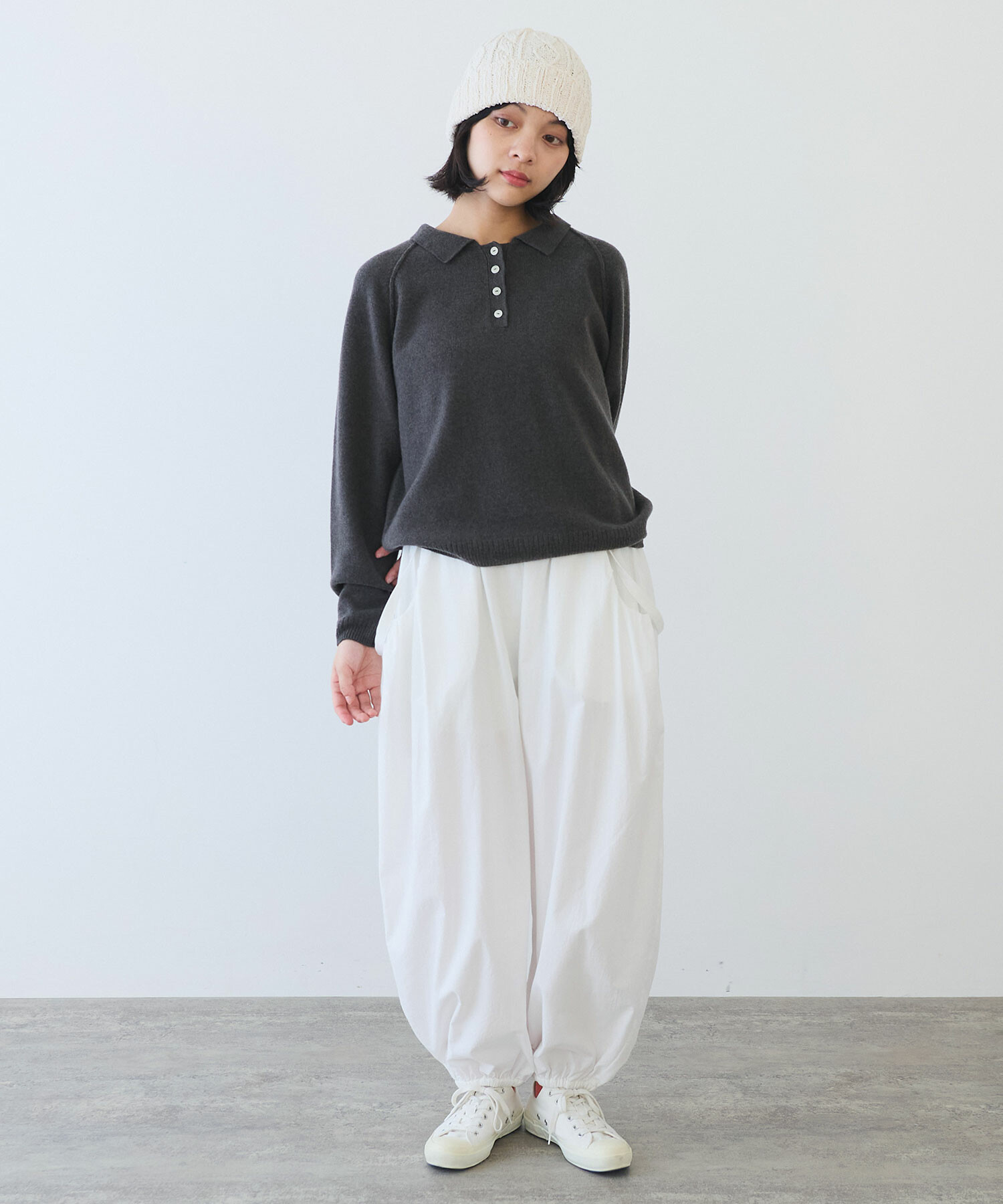 AMBIDEX Store 〇 ジーロンラム ポロニット プルオーバー(F ミズイロ