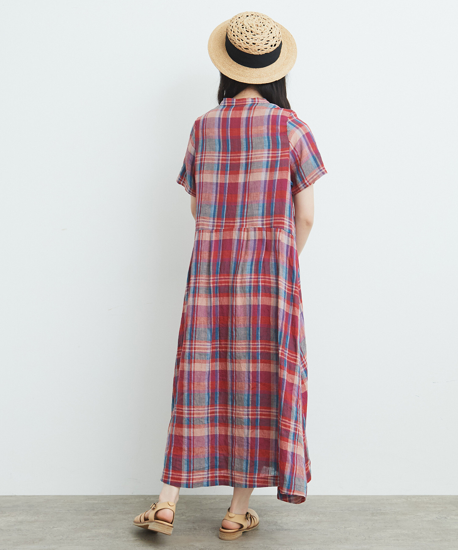 シャツワンピースピンクSMOCK FROCK+ E.O.Eサイズ40
