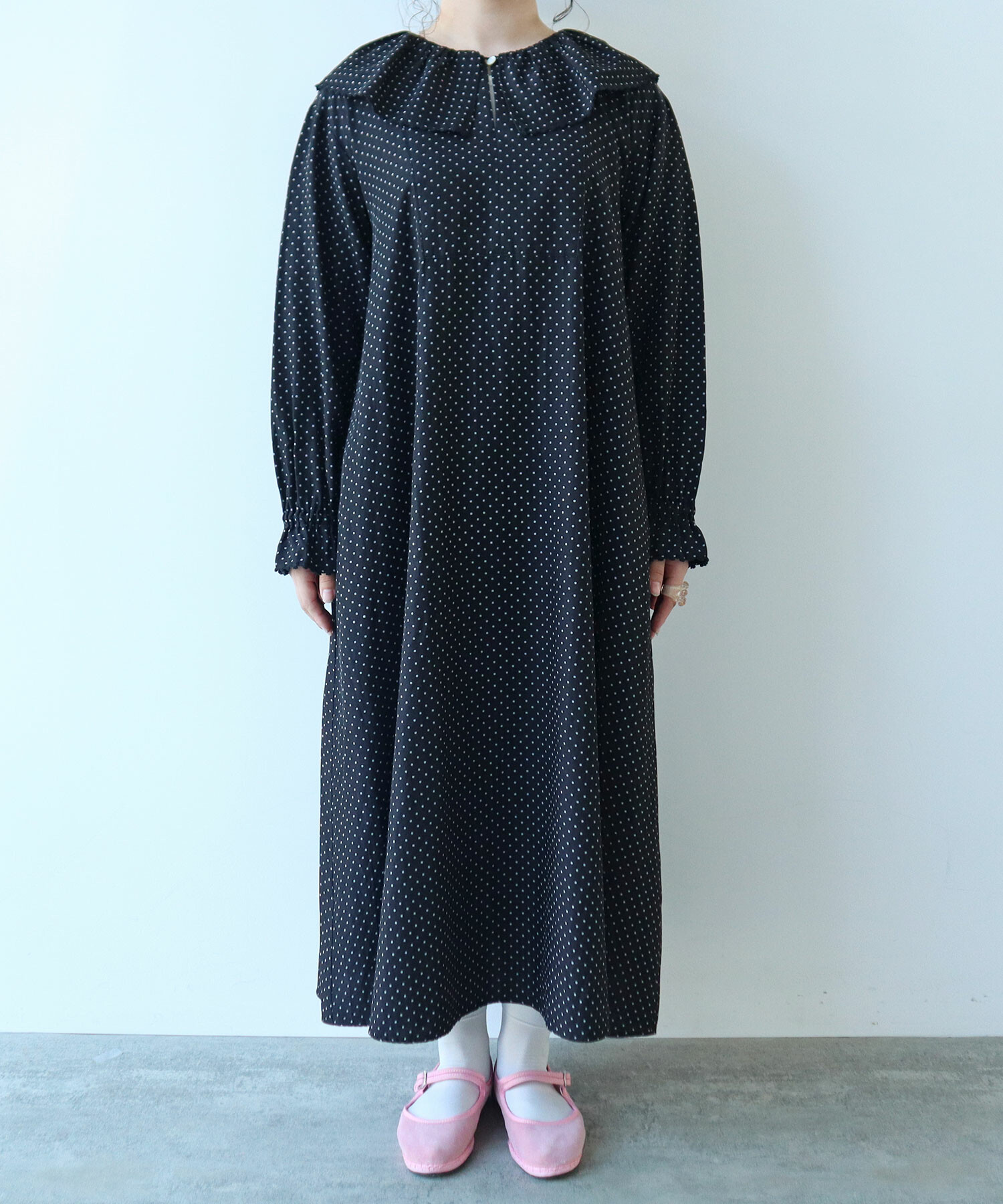 AMBIDEX Store △○ キュプラ ルナファー ドット プリント ケープ襟