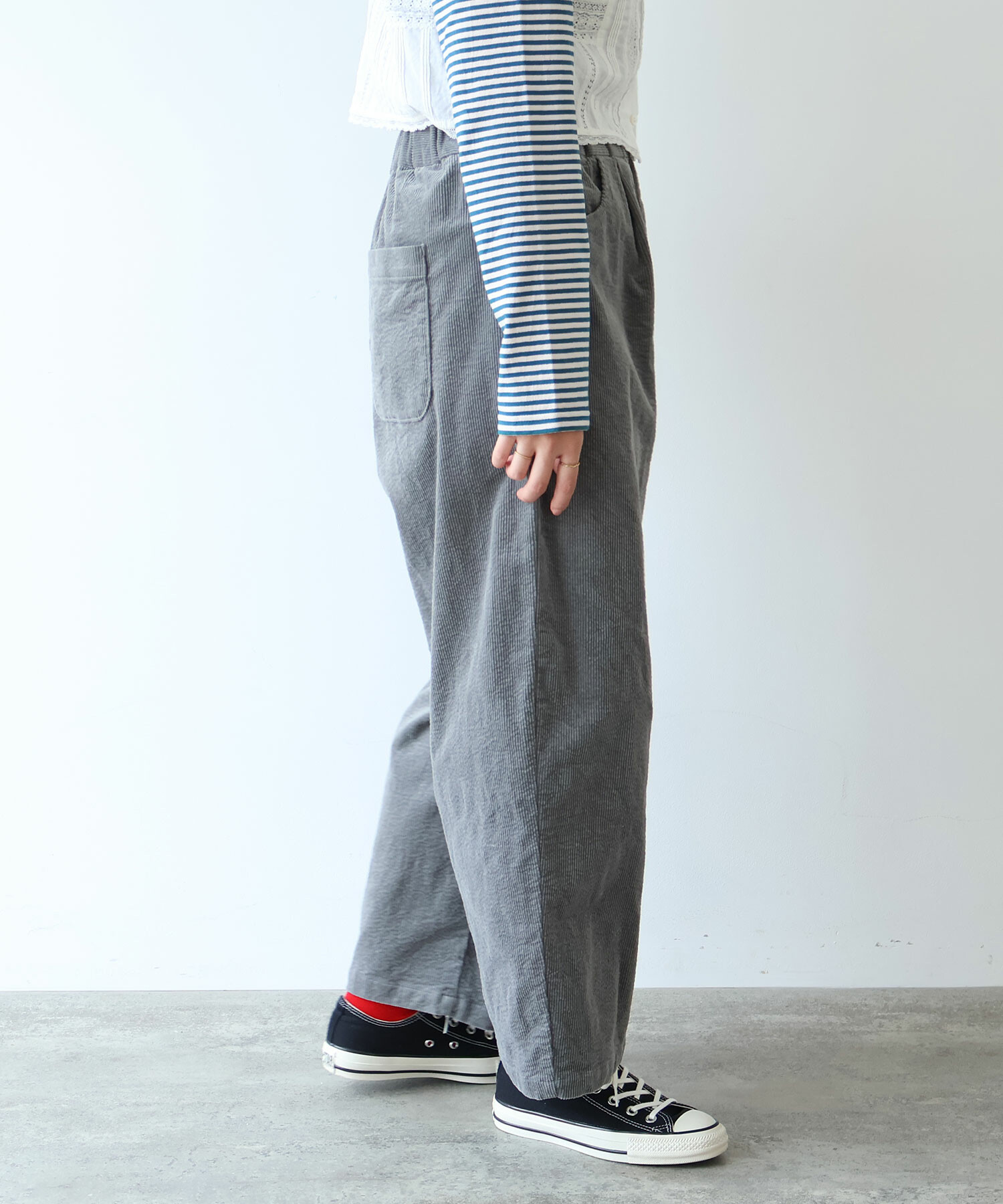 AMBIDEX Store ○ 11W サッカーコーデュロイ パンツ(F アイボリー