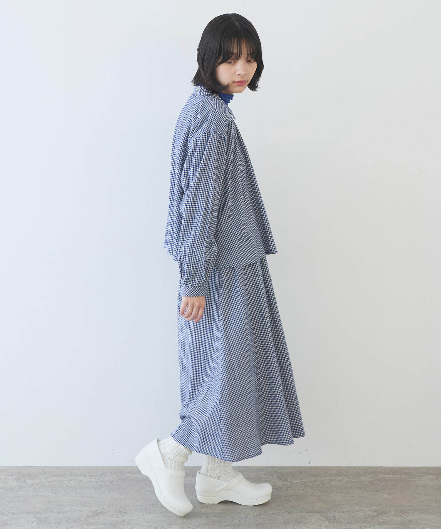 AMBIDEX Store 〇 fuwa fuwa ギンガム スカート(F アオ): bulle de savon