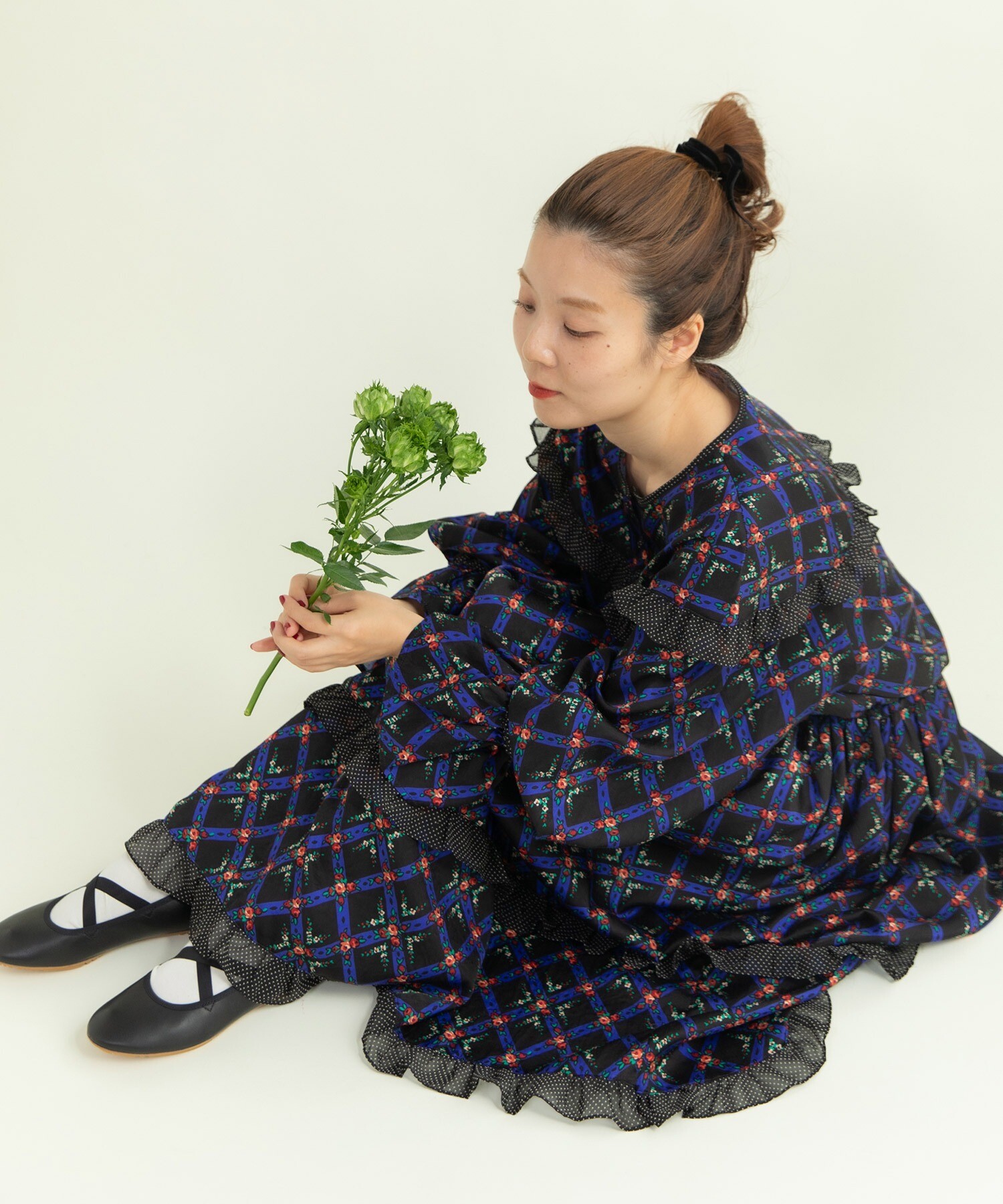 AMBIDEX Store 【予約販売】○チェックフラワープリント フリル