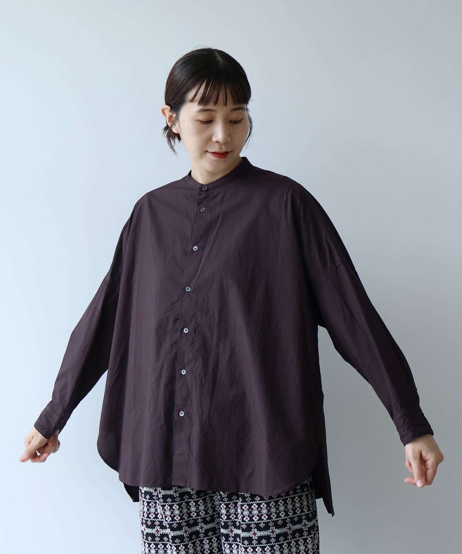 AMBIDEX Store ○コットンキャッチワッシャー ワイド ブラウス(F