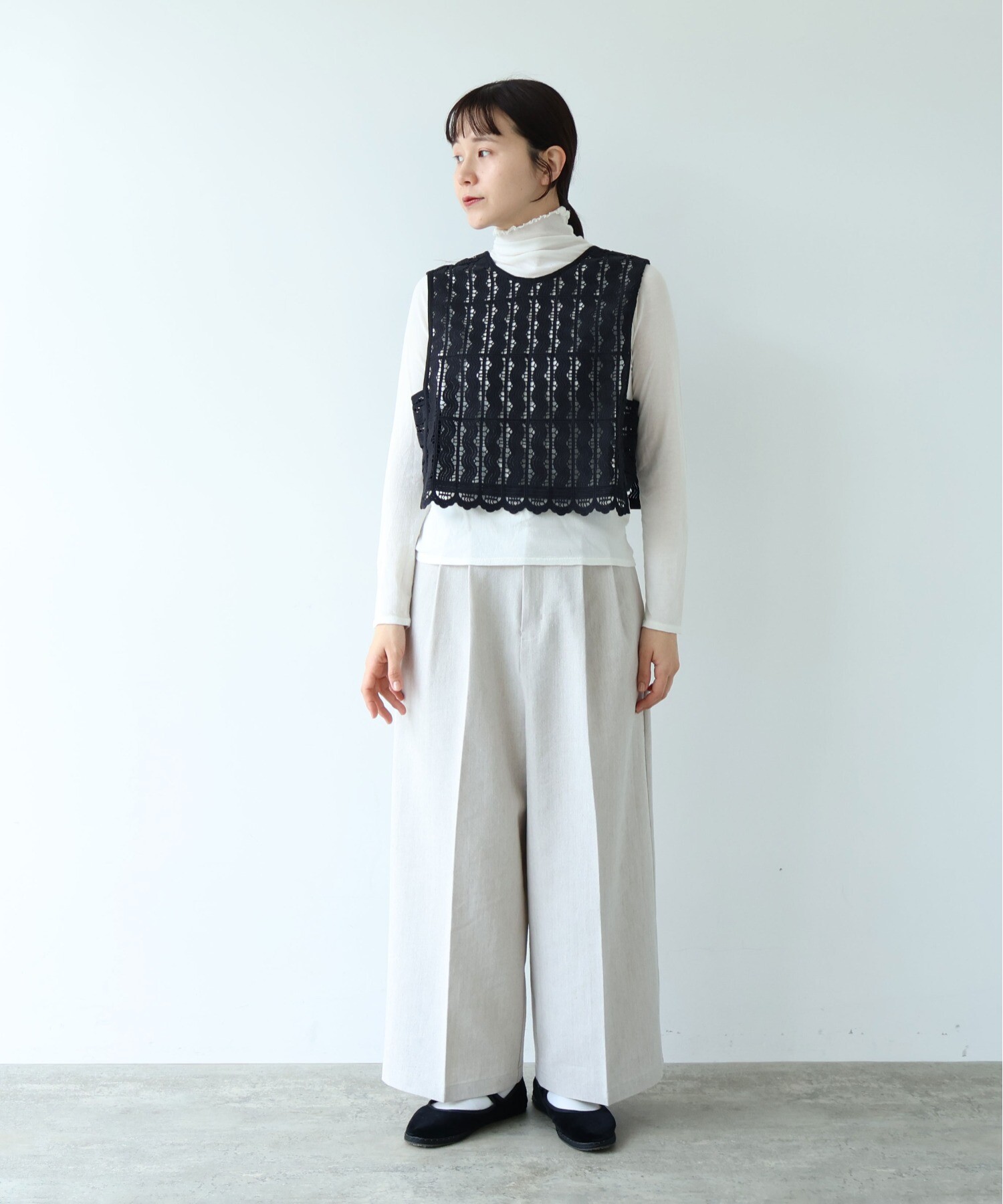 【希少】yuniケミカルレースベスト AMBIDEX Store Cotton/wave lace ベスト(F シロ): yuni