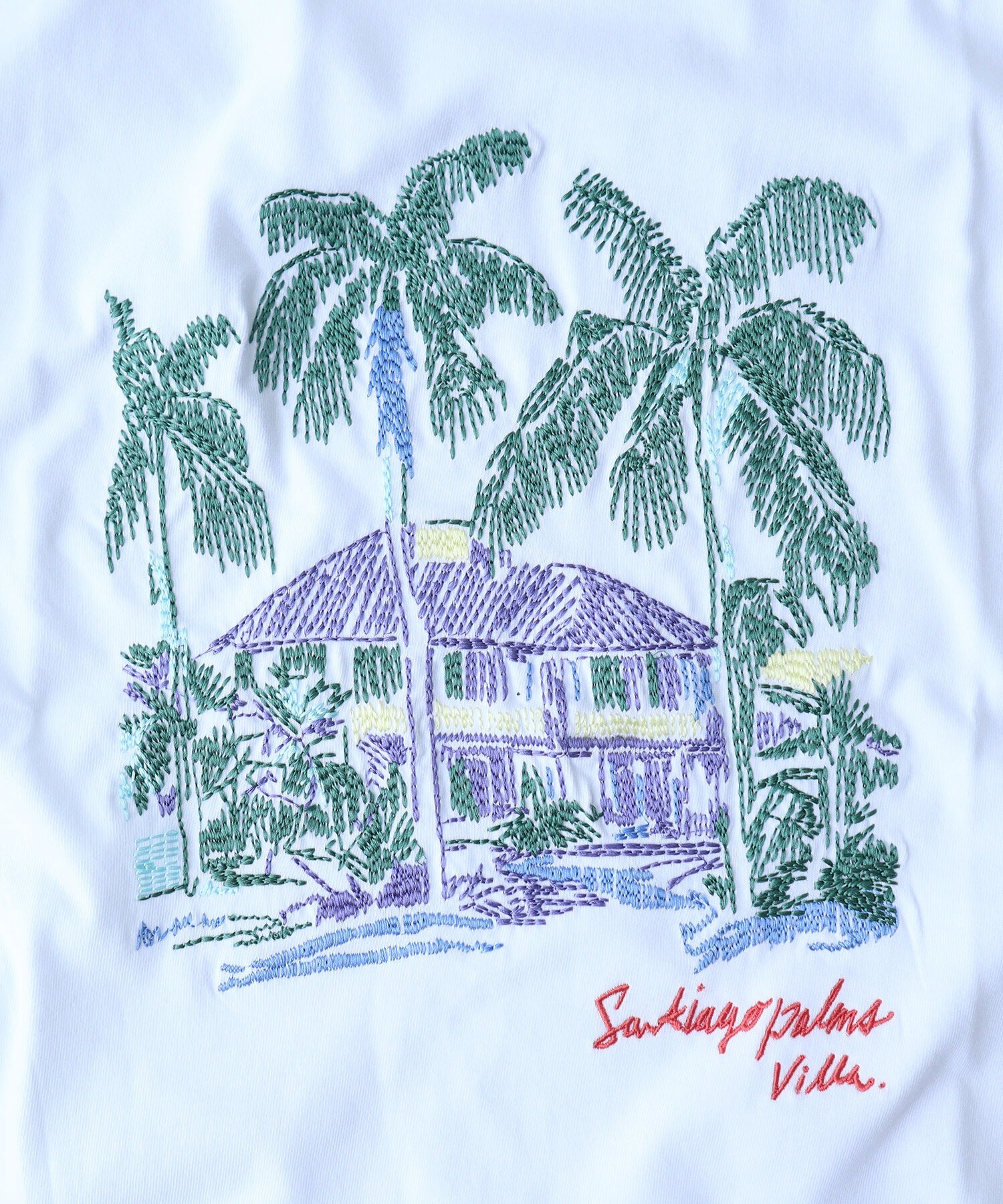 AMBIDEX Store ○Island villa embroidery half sleeves Tシャツ