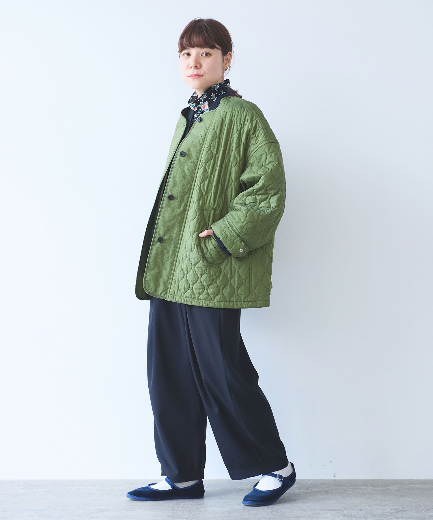 AMBIDEX Store ○ナイロン evodown quilting ジャケット(F カーキ): yuni