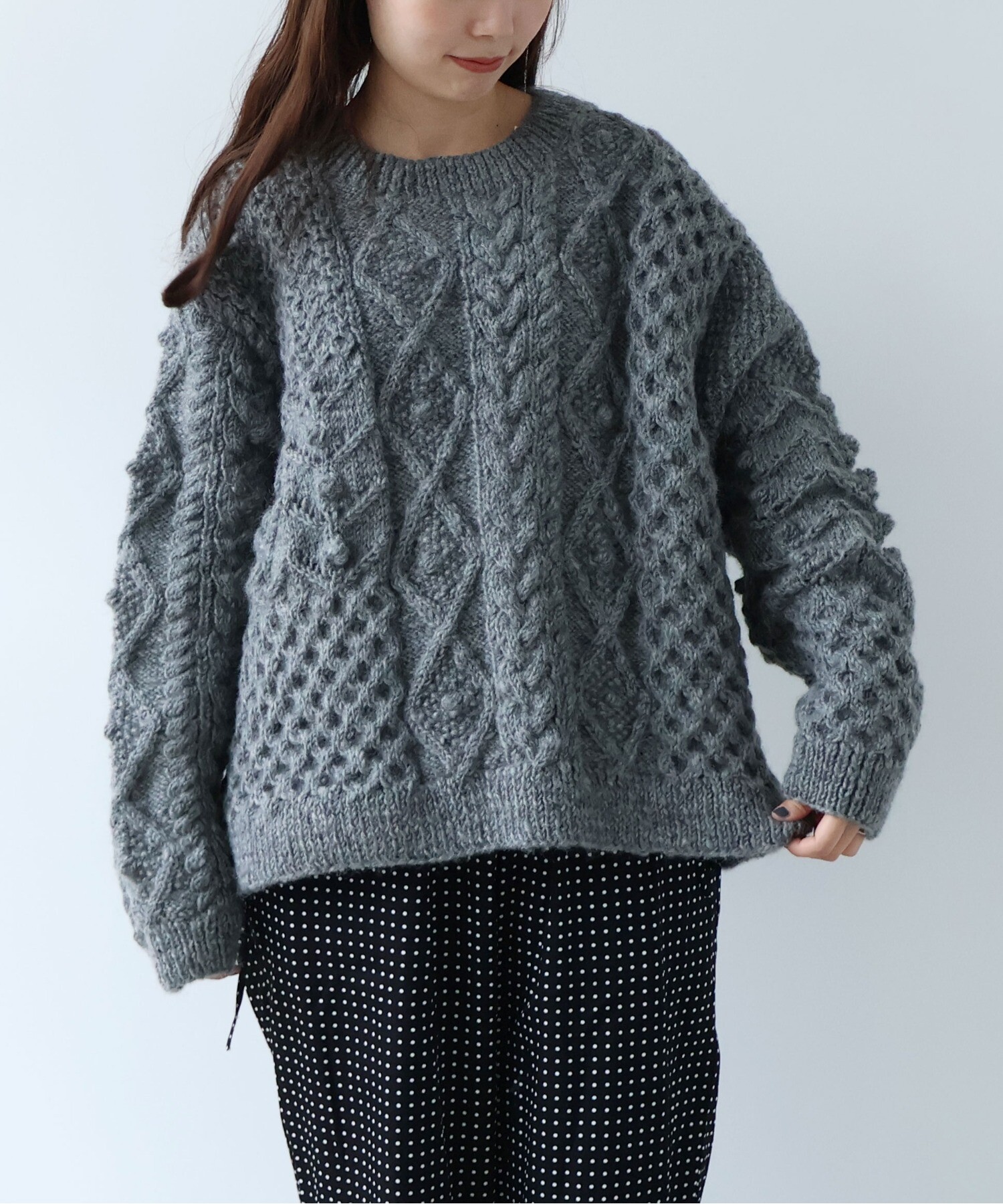 AMBIDEX Store ネパールハンドニット プルオーバー(F シロ): yuni