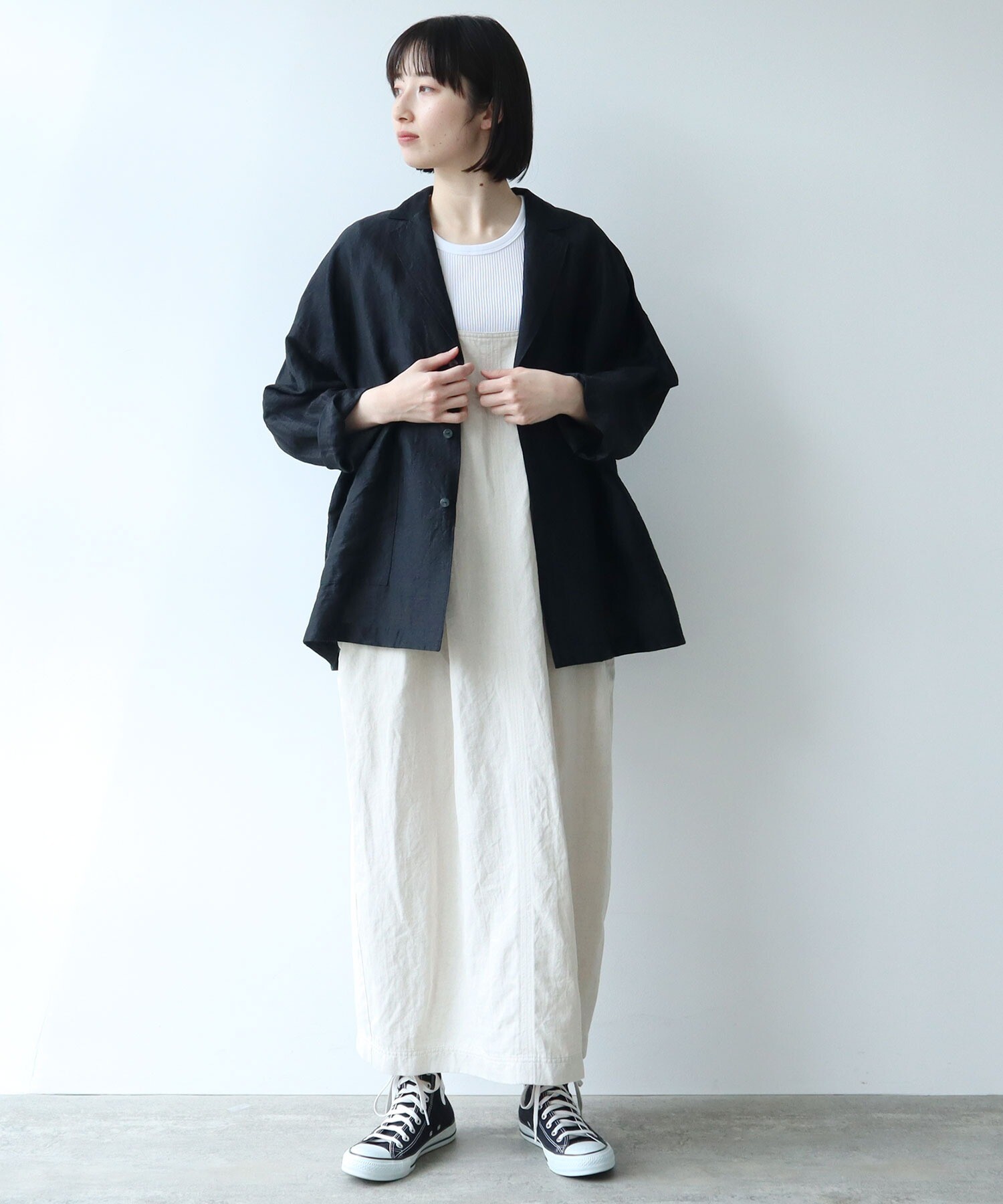 AMBIDEX Store コットン/リネン デニムジャンパースカート(F コン): yuni