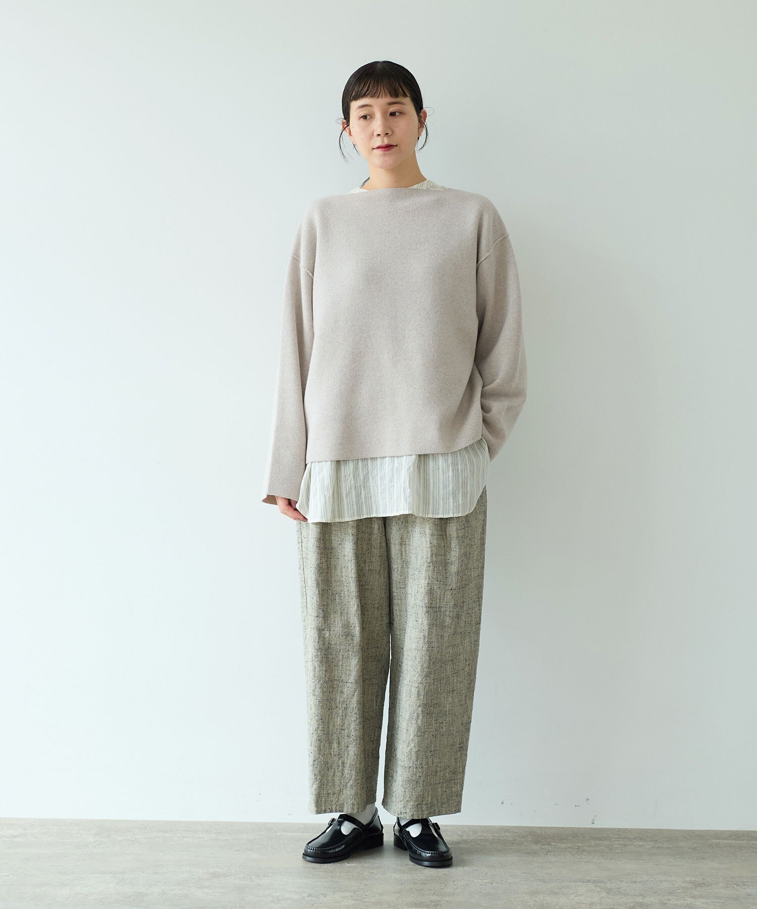 AMBIDEX Store ○slab nep tweed gum tack パンツ(F グレー): yuni