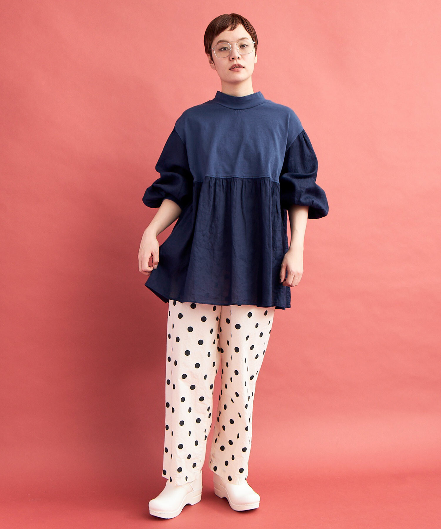 おまとめ【cal396】【fl944】 AMBIDEX Store ○fabric PAPA シャツ(F FINX OX/WHT): FLAT-cic