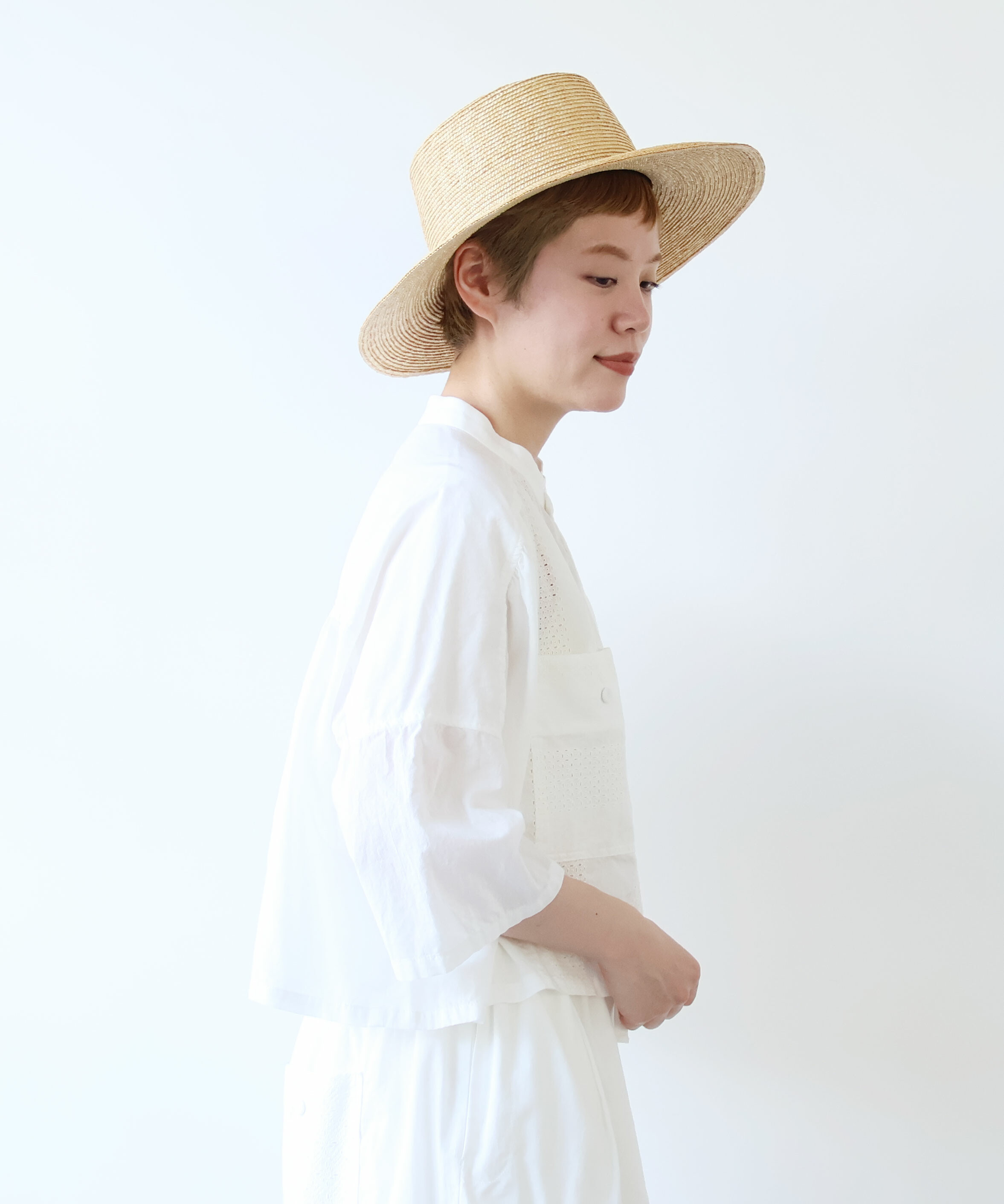 AMBIDEX Store LACE STRIPE刺繍 square ブラウス(F シロ): buoybuoy