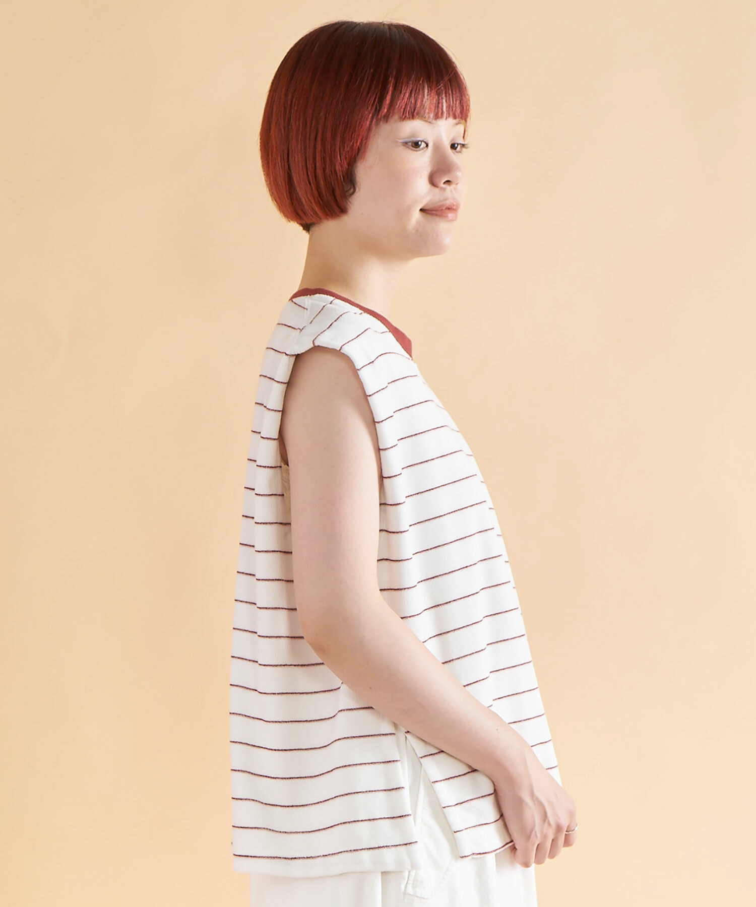AMBIDEX Store ○pil border MINI プルオーバー(F WHITE×RED): FLAT 
