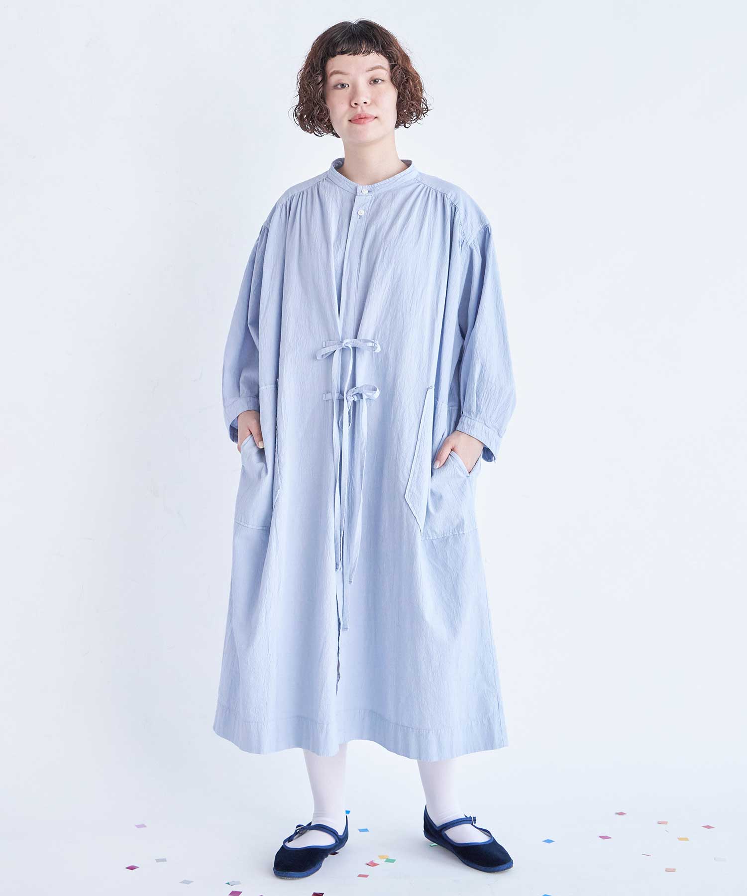AMBIDEX Store ○○強撚POPLIN LANTAN ワンピース(F BLUE): FLAT