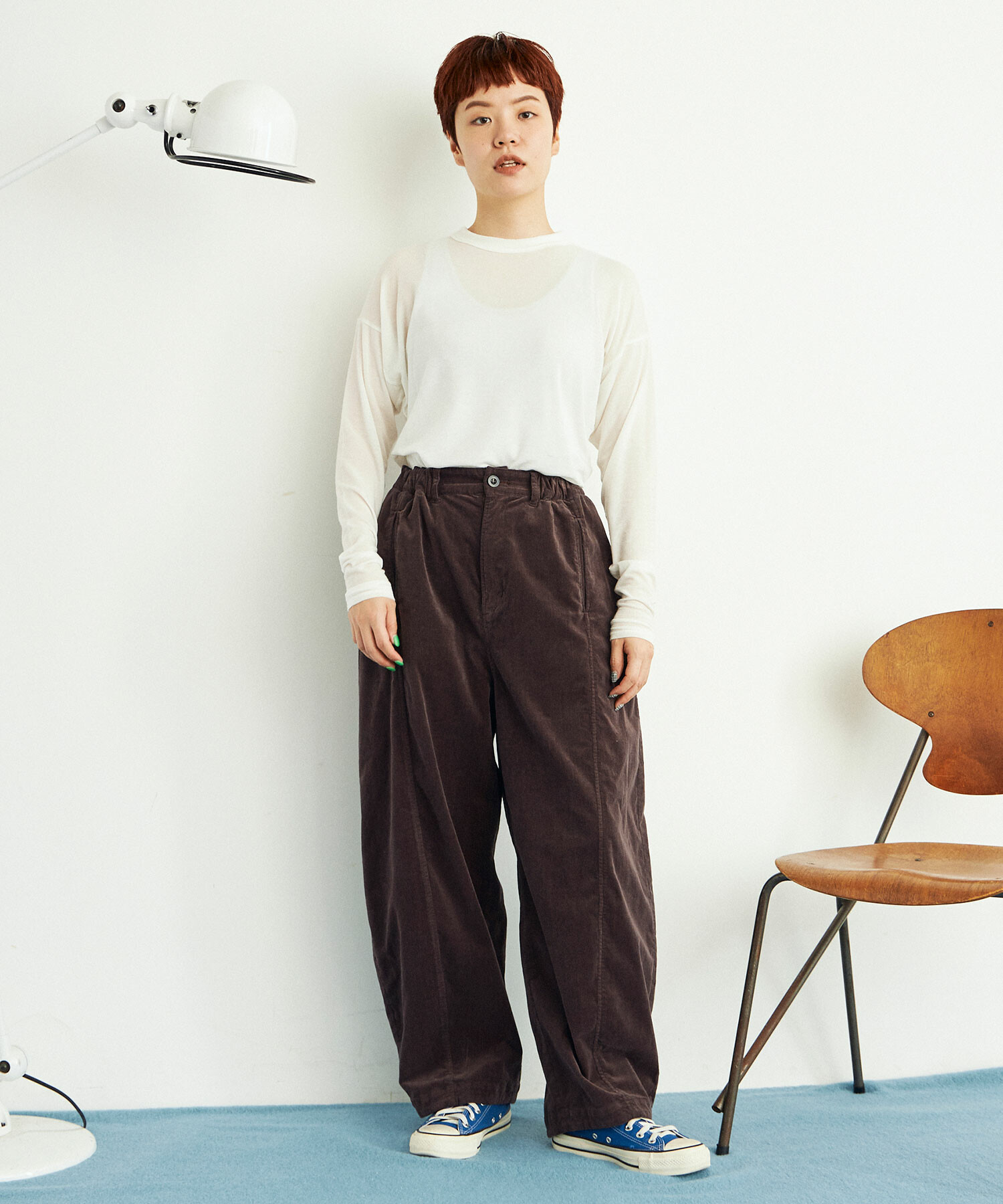 AMBIDEX Store ○スラブ別珍 製品染 CURVE パンツ(F SKY): buoybuoy