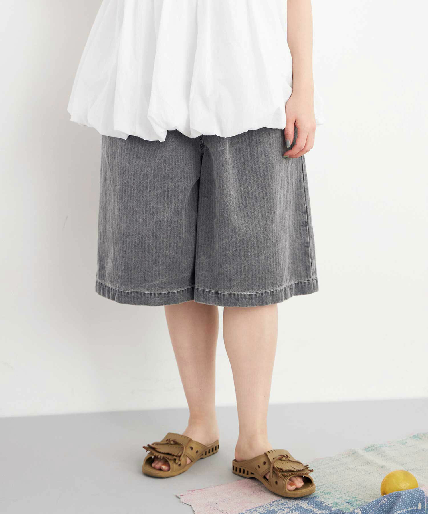 buoybuoy　へリンボン顔料 SHORT パンツ AMBIDEX Store △○へリンボン顔料 SHORT パンツ(F GREY): FLAT