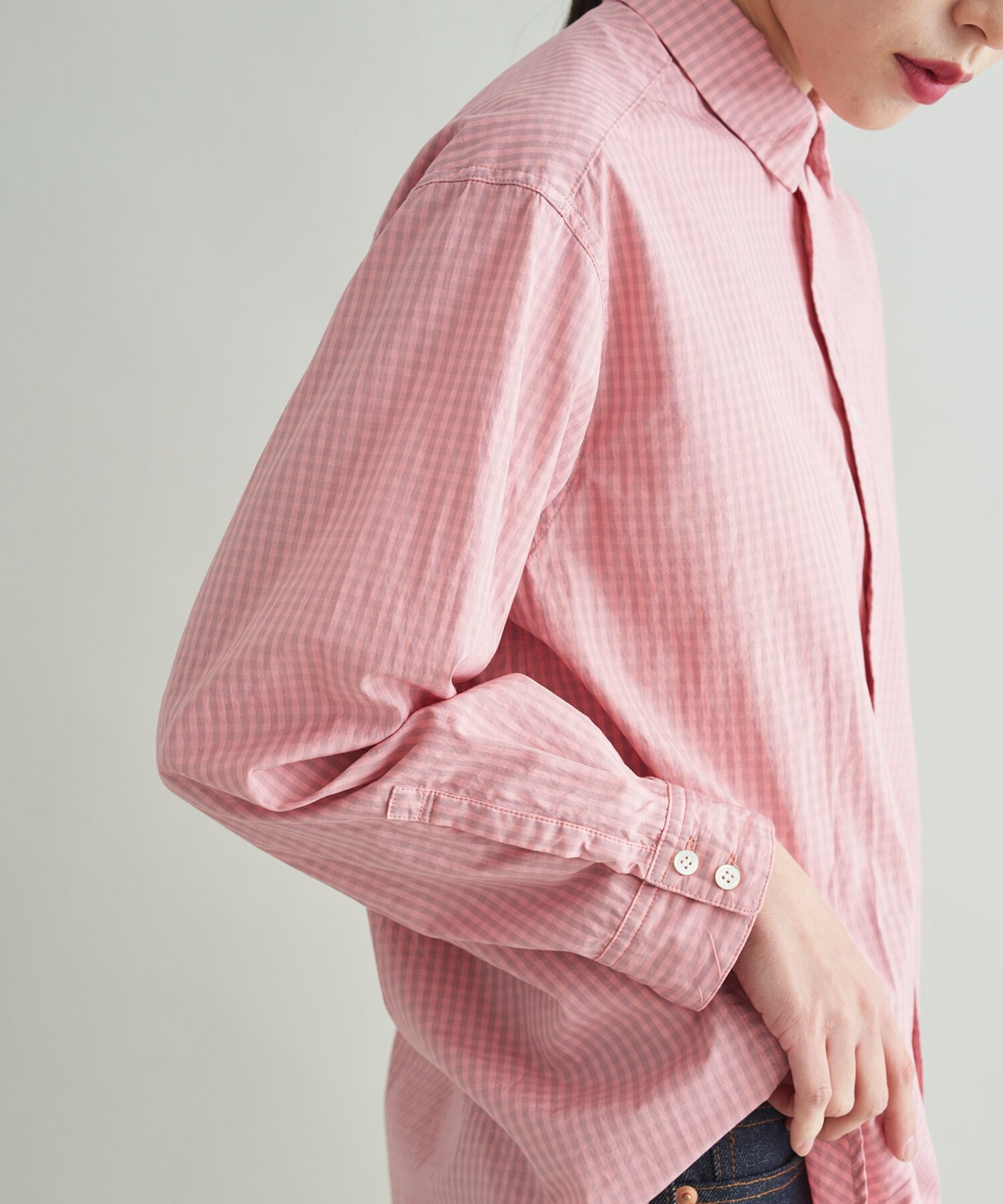 Ambidex Store 予約販売 ギンガムチェック セミワイドカラーシャツ F ピンク Iki