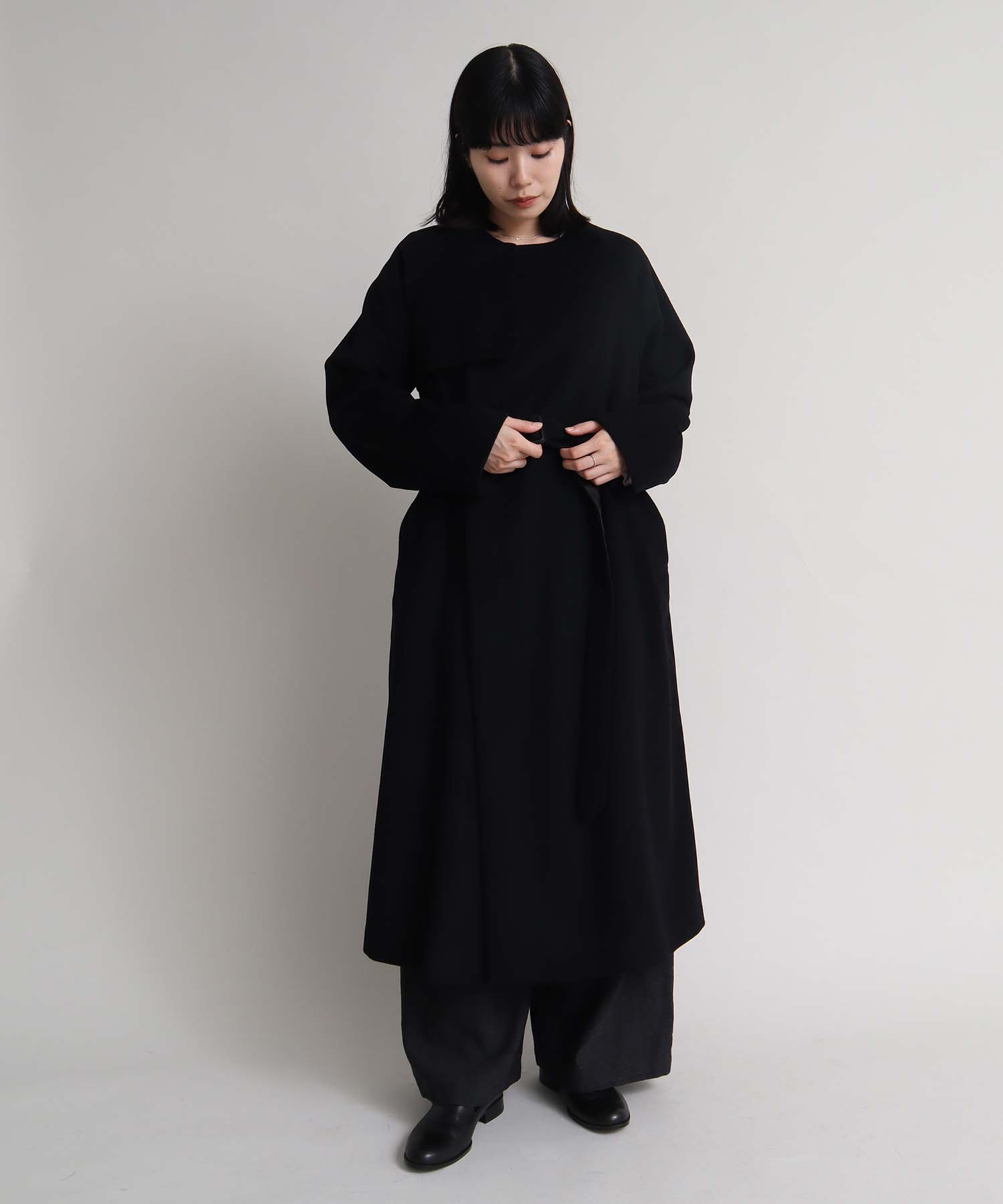 AMBIDEX Store 〇ウールカシミヤショートビーバー ノーカラートレンチ ...
