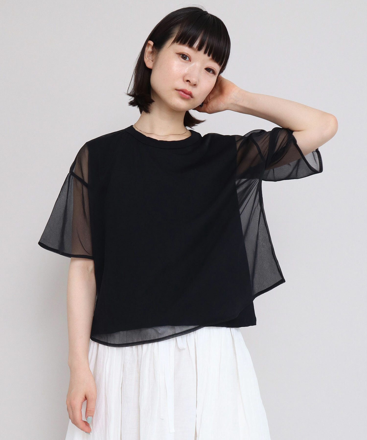 AMBIDEX Store 〇GV天竺 レイヤードTシャツ(F クロ): iki