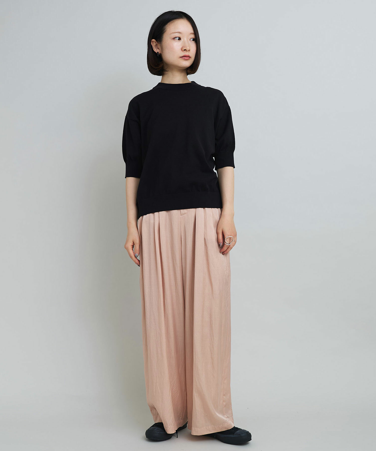 AMBIDEX Store 〇キュプラコットンサテン イージー ワイドパンツ AMBIDEX Store 〇キュプラコットンサテン イージー ワイドパンツ