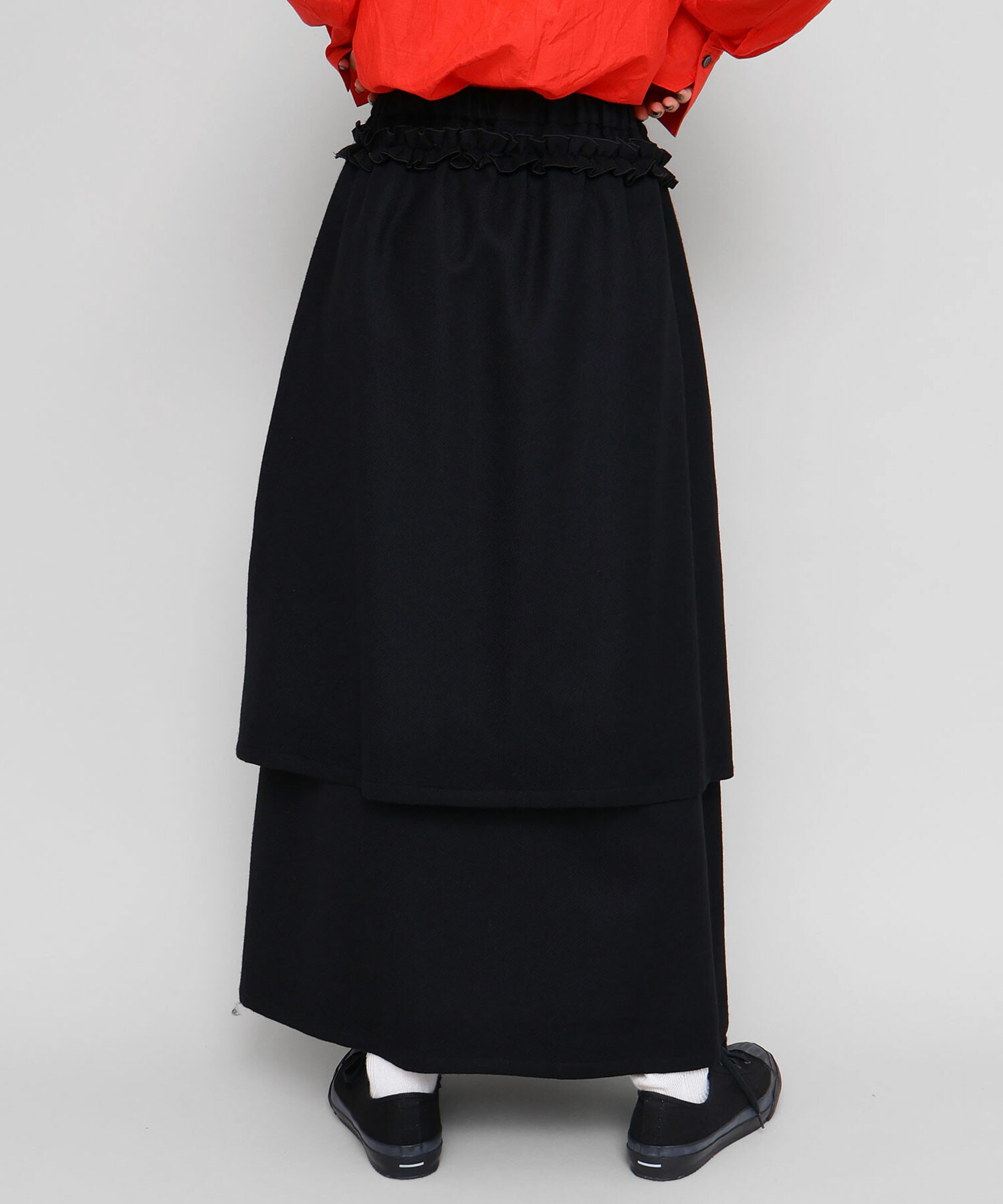 AMBIDEX Store 先染めチェック フリルギャザー スカート(F クロ): iki