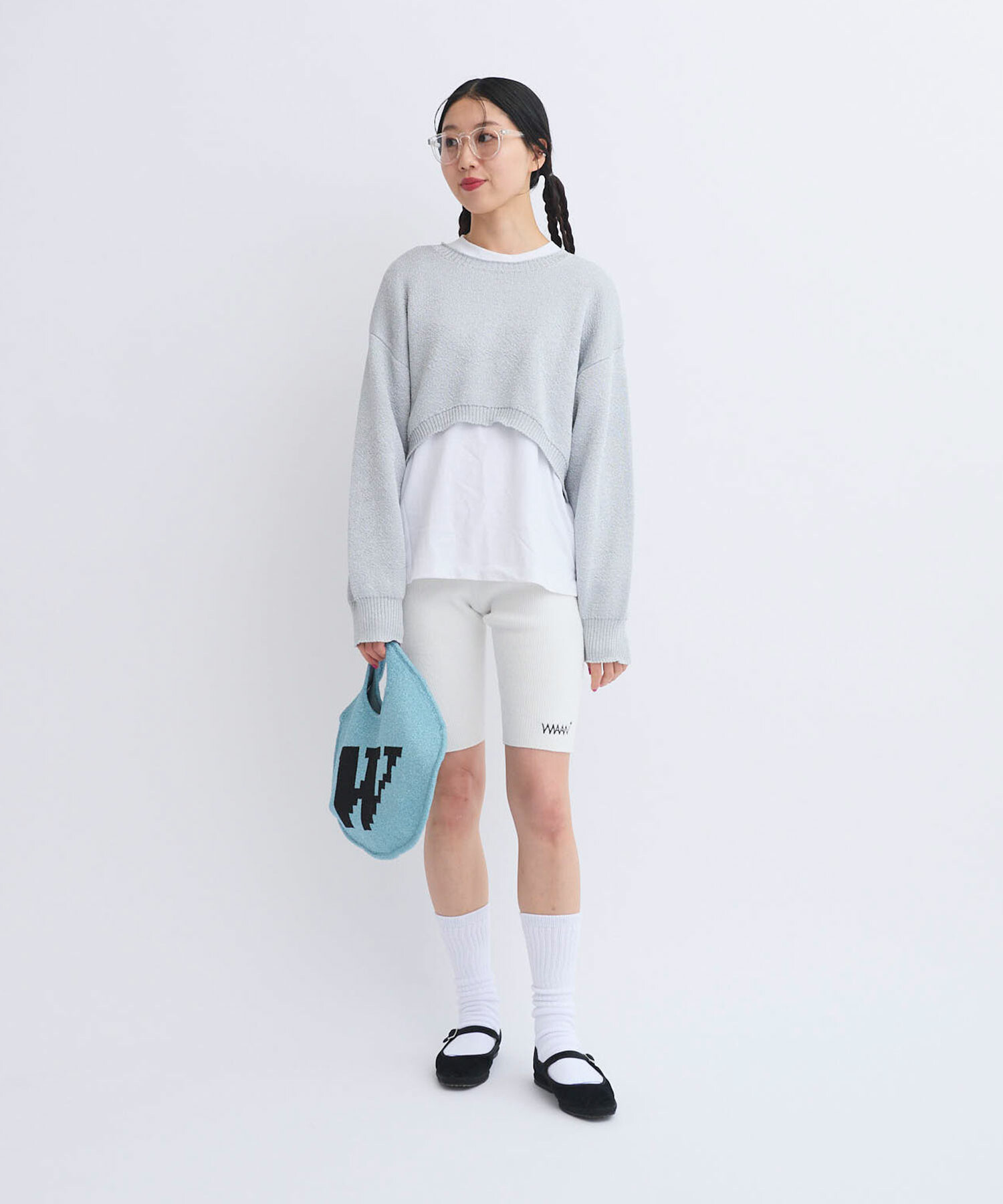 AMBIDEX Store 〇METARIC YARN CIRCLE バッグ(F SILVER): FLAT AMBIDEX Store 〇METARIC YARN CIRCLE バッグ(F SILVER): FLAT