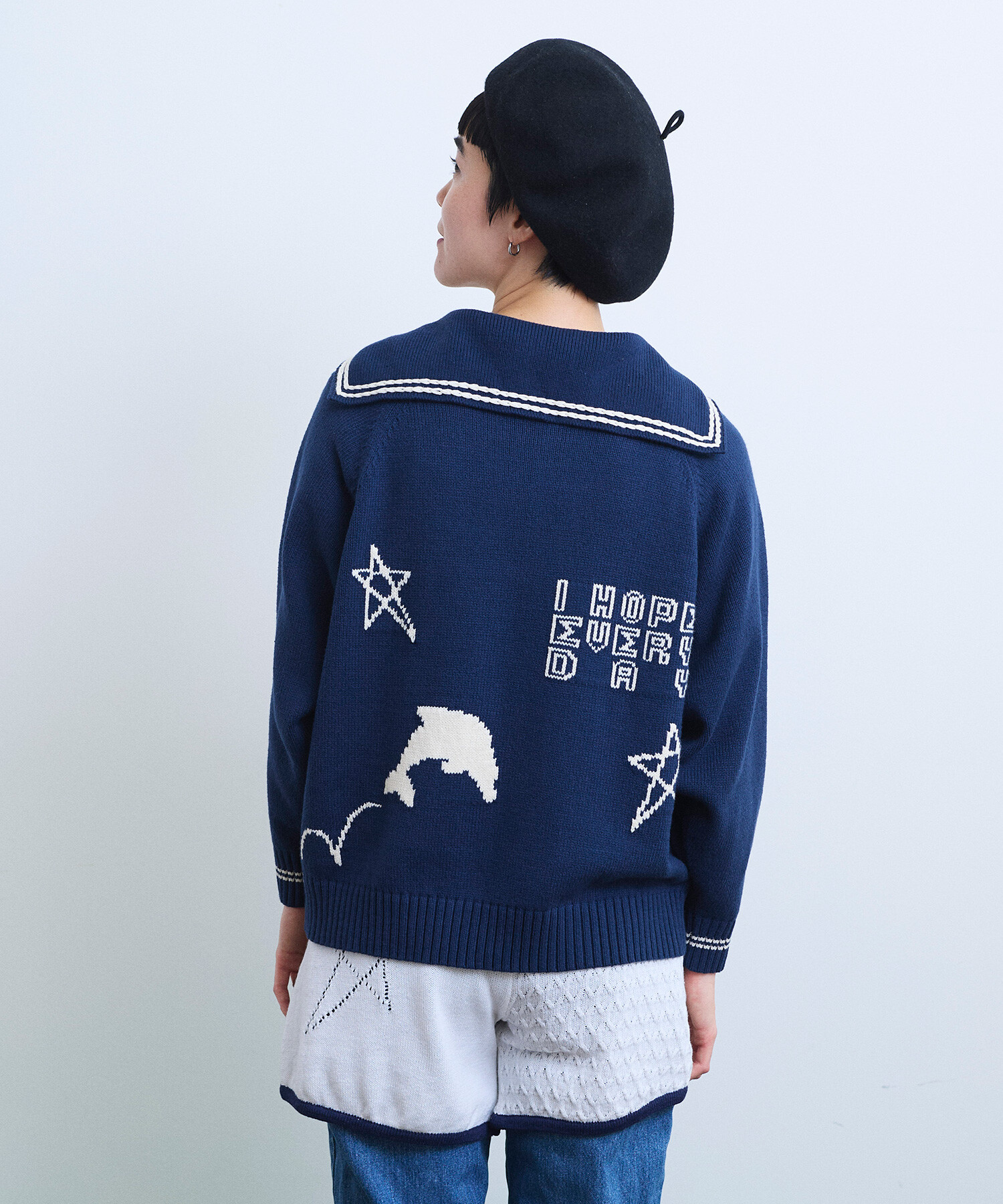AMBIDEX Store 【予約販売】〇SAILOR COLLAR ニットブルゾン(F NAVY