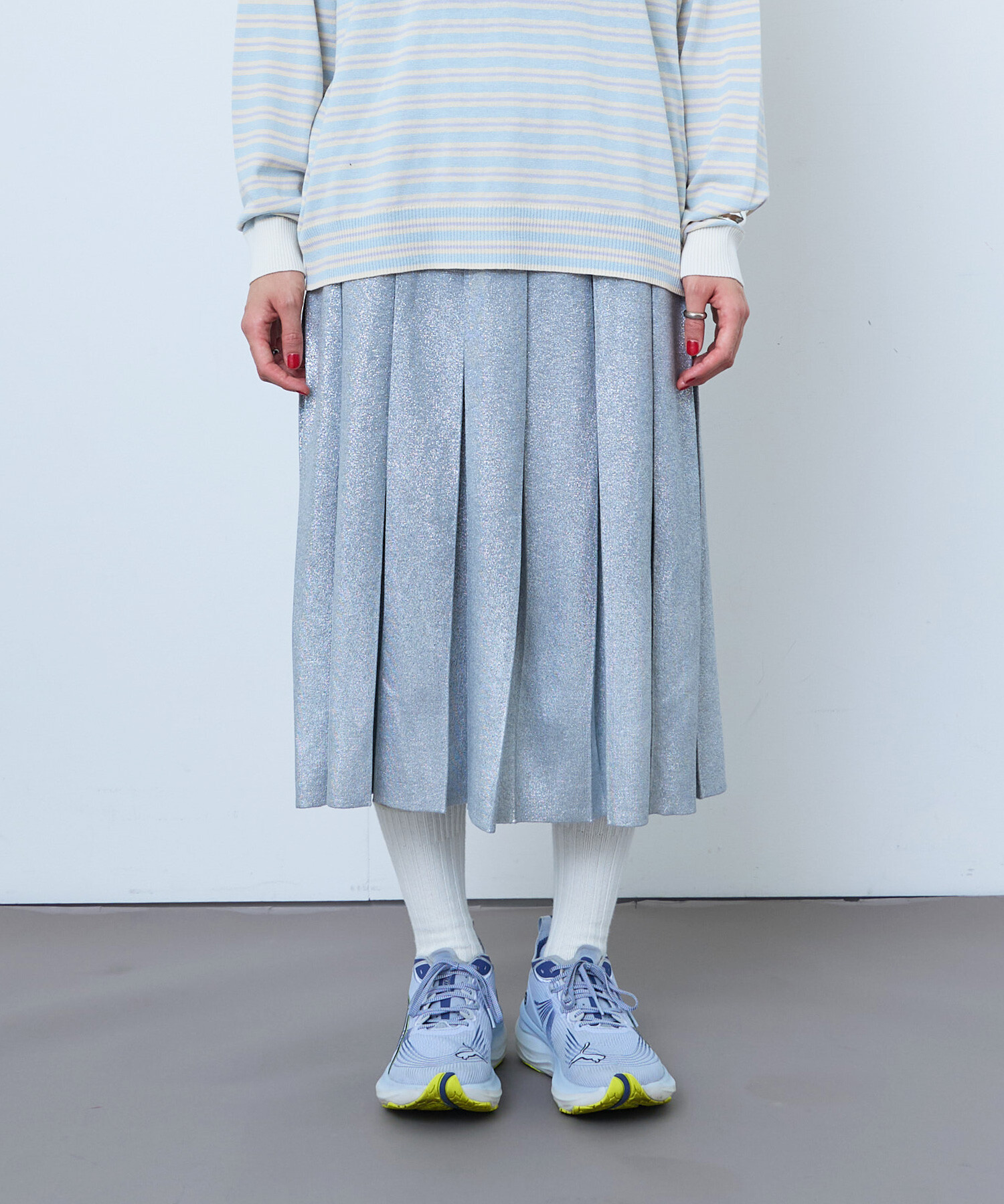 チロルさま専用　　RK　板　ロング　その１ AMBIDEX Store 〇METALIC PLEATS ロングスカート(F GRAY): FLAT