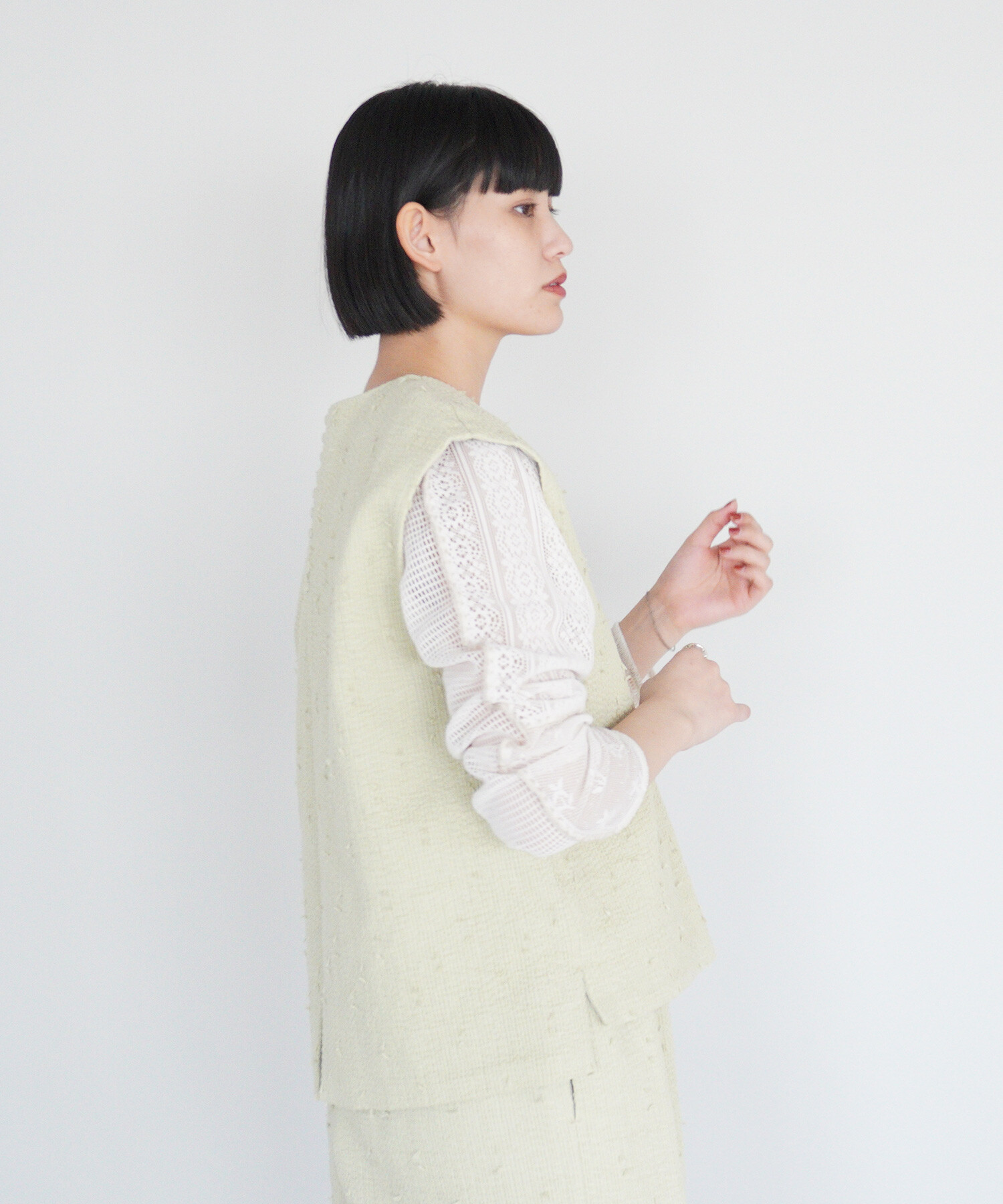 AMBIDEX Store 〇sashiko jacquard ベスト(F チャコールグレー