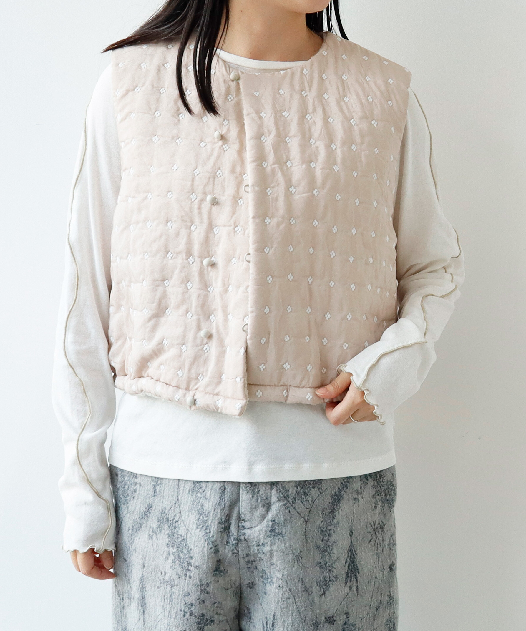 AMBIDEX Store 〇flower dot quilt jacquard ショートリバーシブル