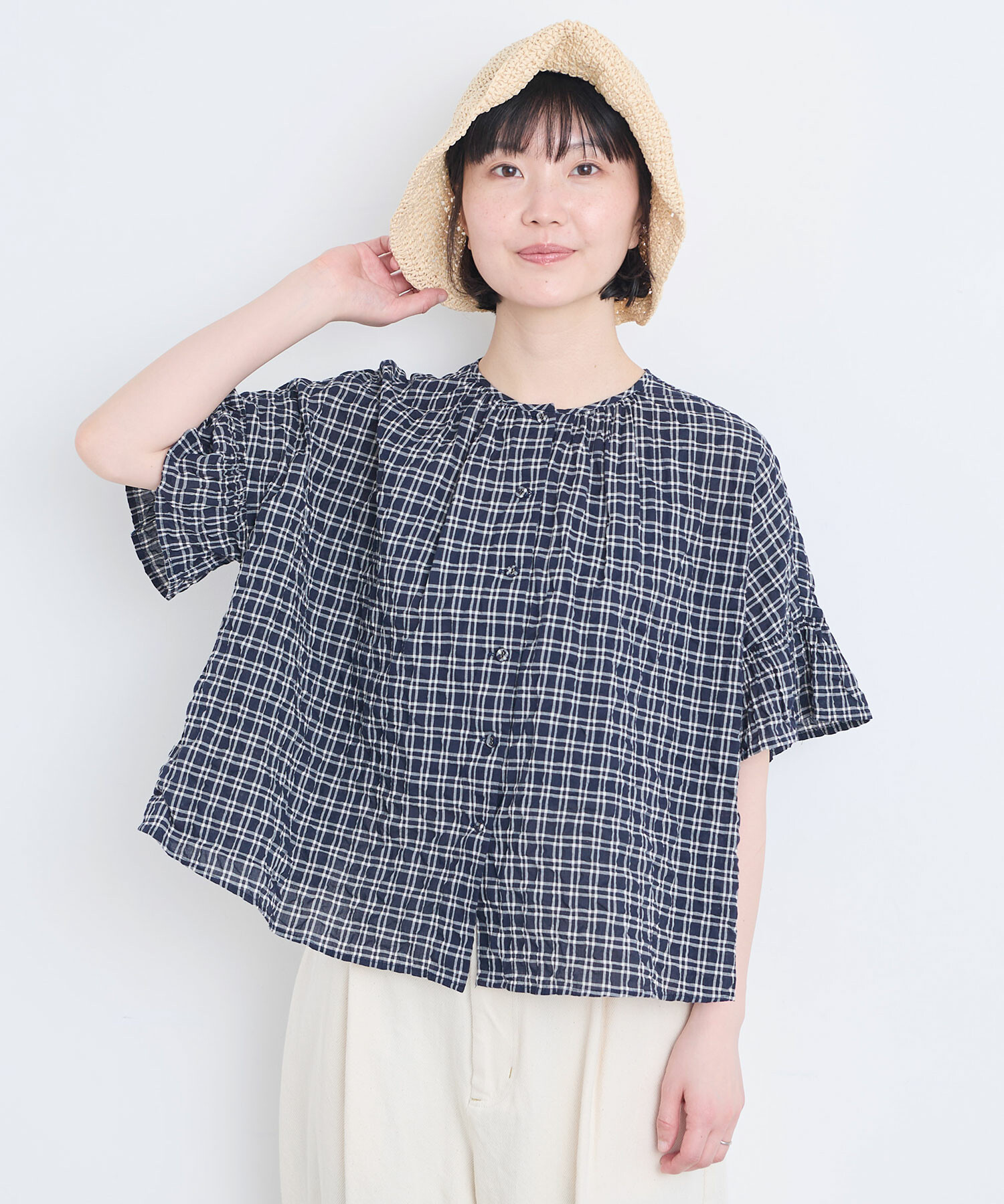 AMBIDEX Store 【予約販売】シャーリングチェック/ストライプ 袖
