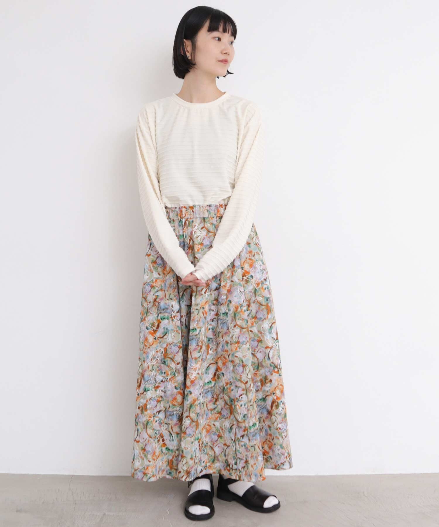 AMBIDEX Store ○パイルボーダー ながそでTシャツ(F クロ): l AMBIDEX Store ○パイルボーダー ながそでTシャツ(F クロ): l