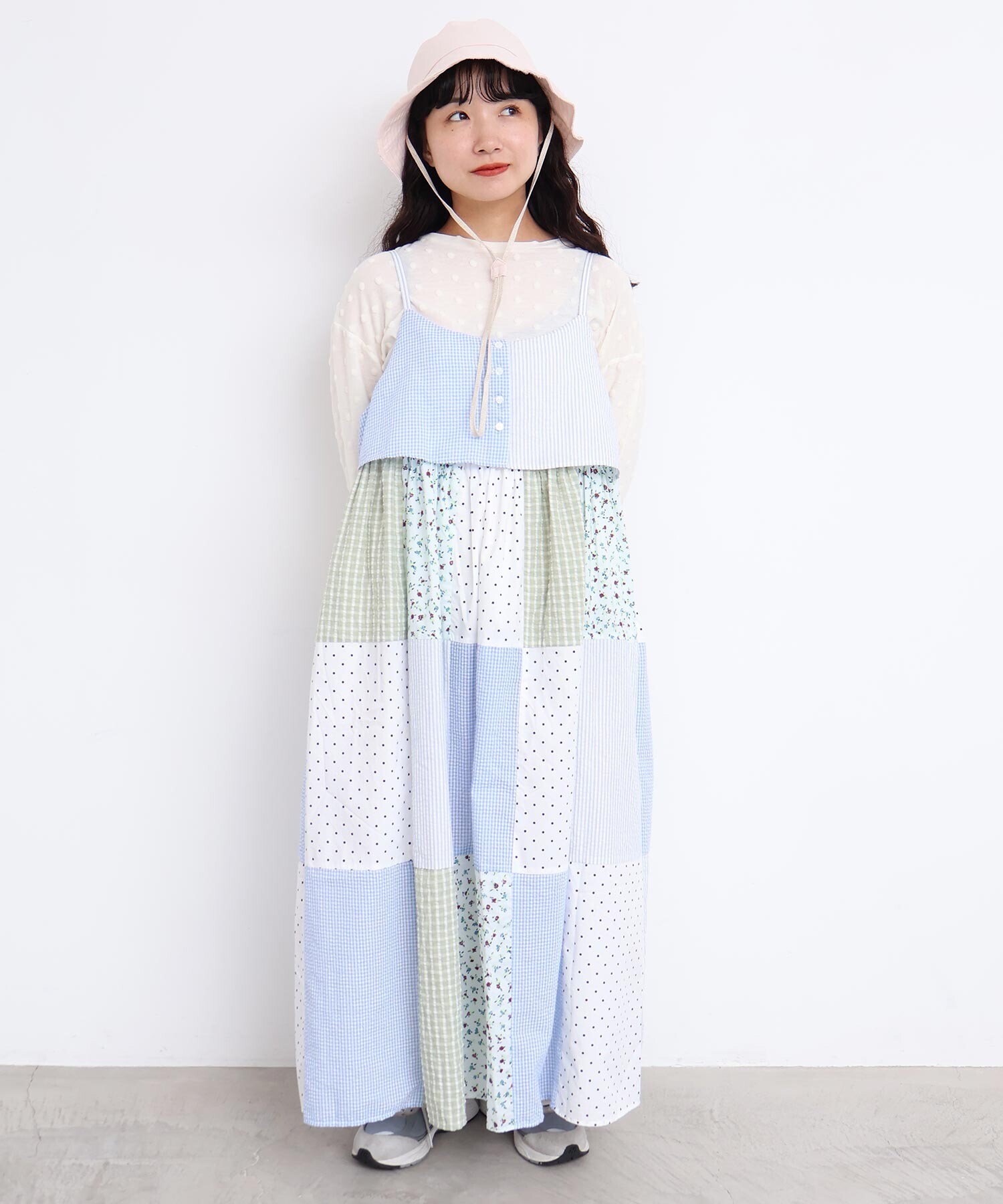 AMBIDEX Store little garden パッチワークキャミワンピース(F