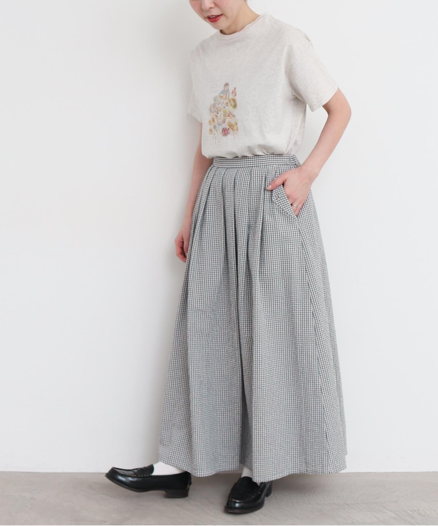 ハンドメイド作家タータンチェック タックスカート sorasneedlework ハンドメイド作家タータンチェック タックスカート