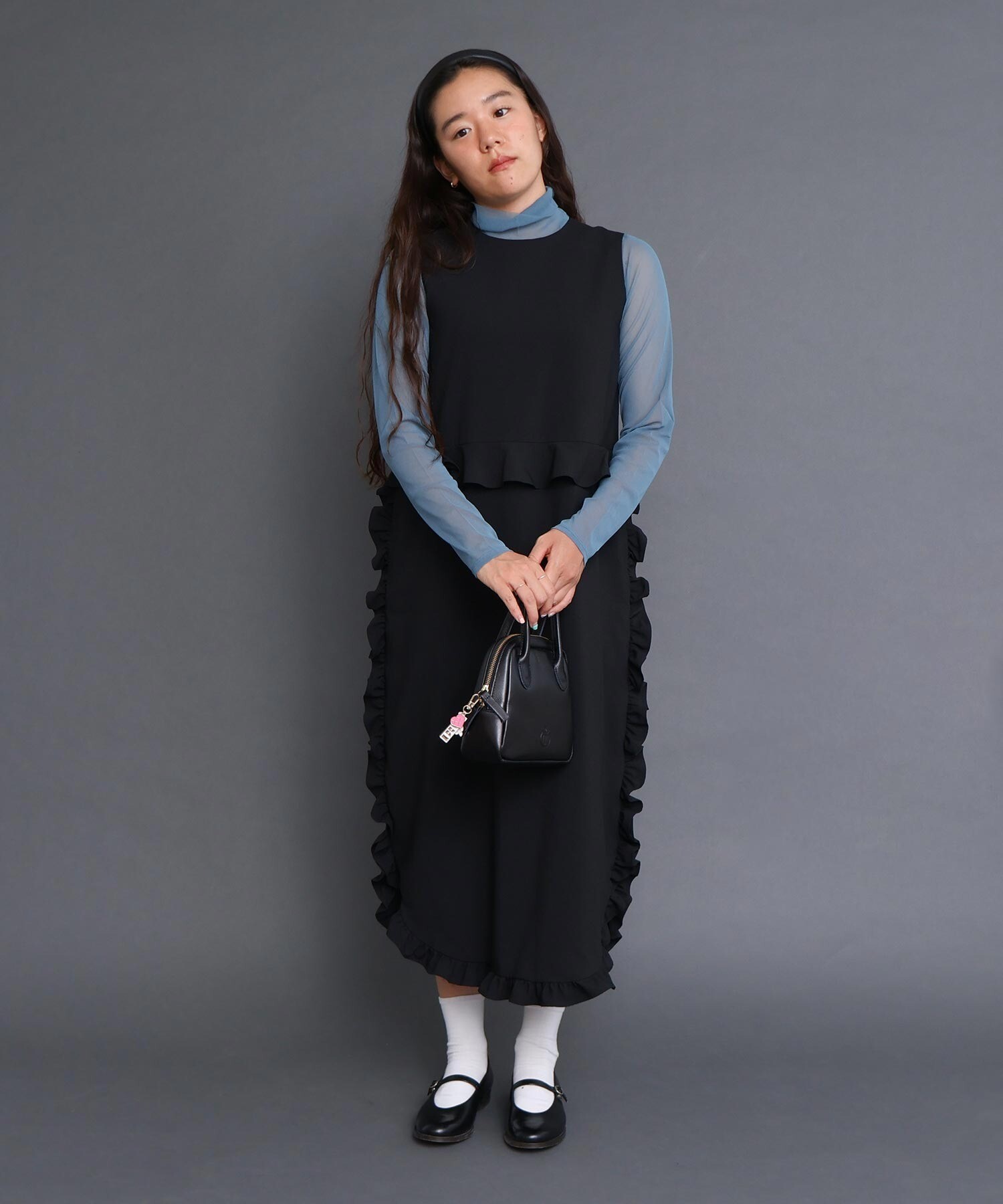 AMBIDEX Store 【予約販売】SHELL FRILL peplum ドレス(F クロ): l