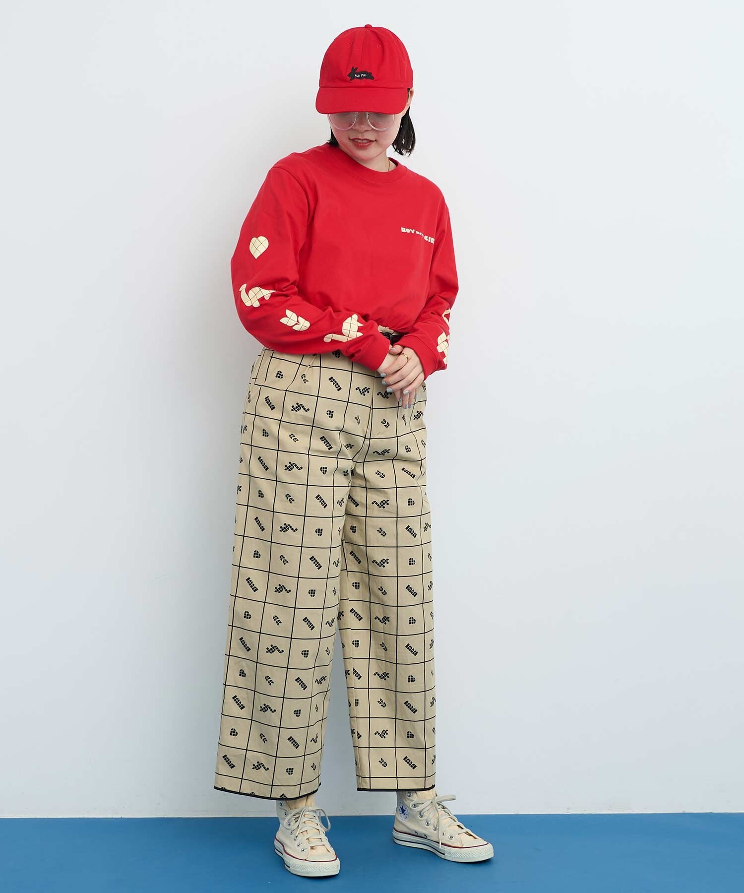 AMBIDEX Store ○〇BROCK TILE CHECK パンツ (F クロ): l'atelier du savon