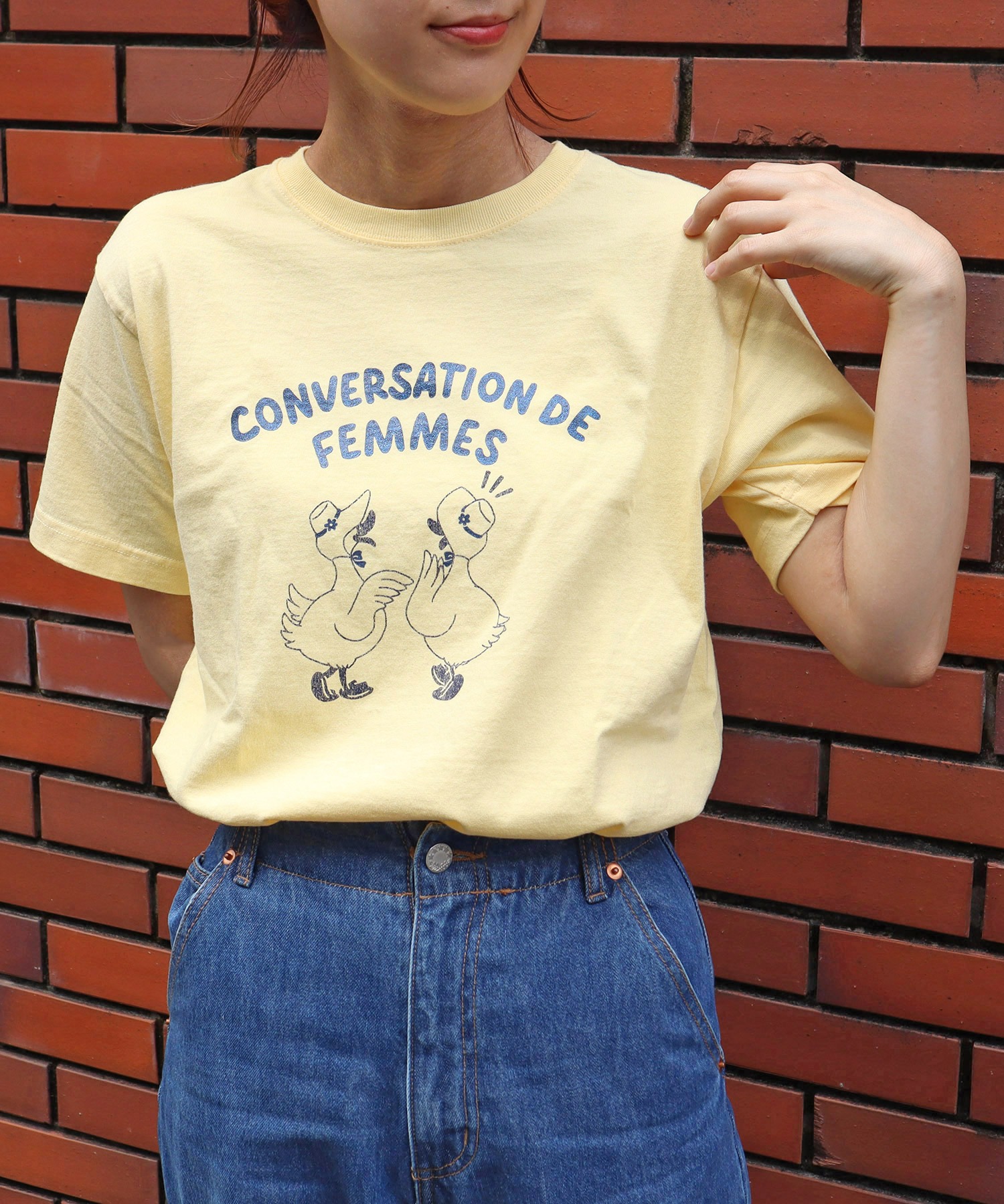 AMBIDEX Store △○アヒルの会議プリント ミニTシャツ(F ピンク