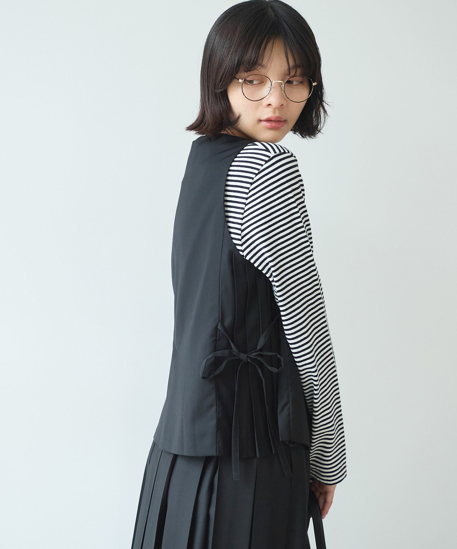 AMBIDEX Store △〇 T/R サイドプリーツベスト(F クロ): bulle de savon