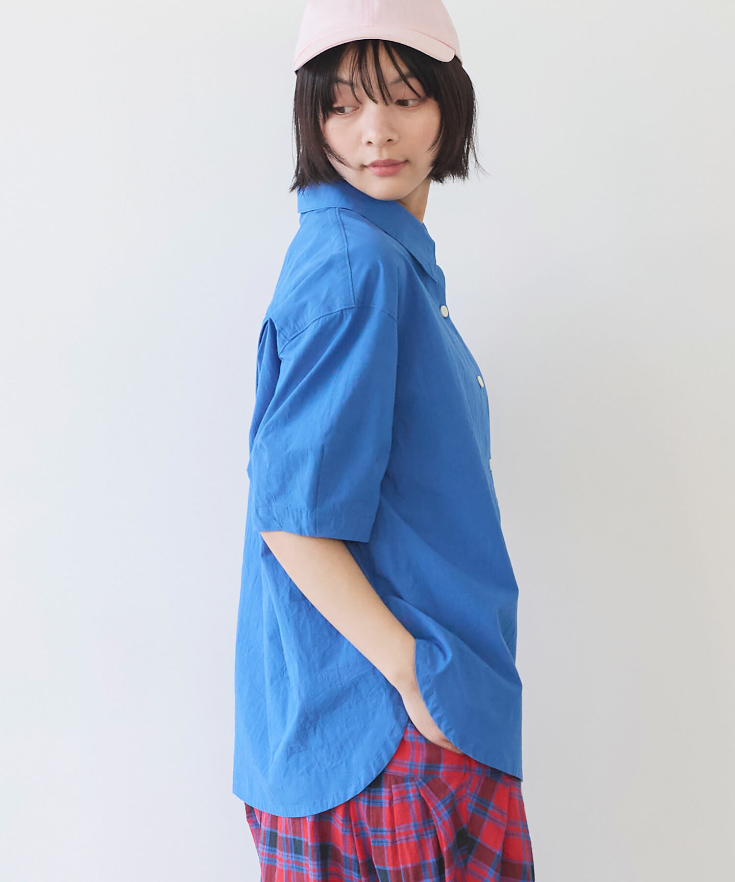 AMBIDEX Store △〇 強撚ポプリン 半袖シャツ(F アオ): bulle de