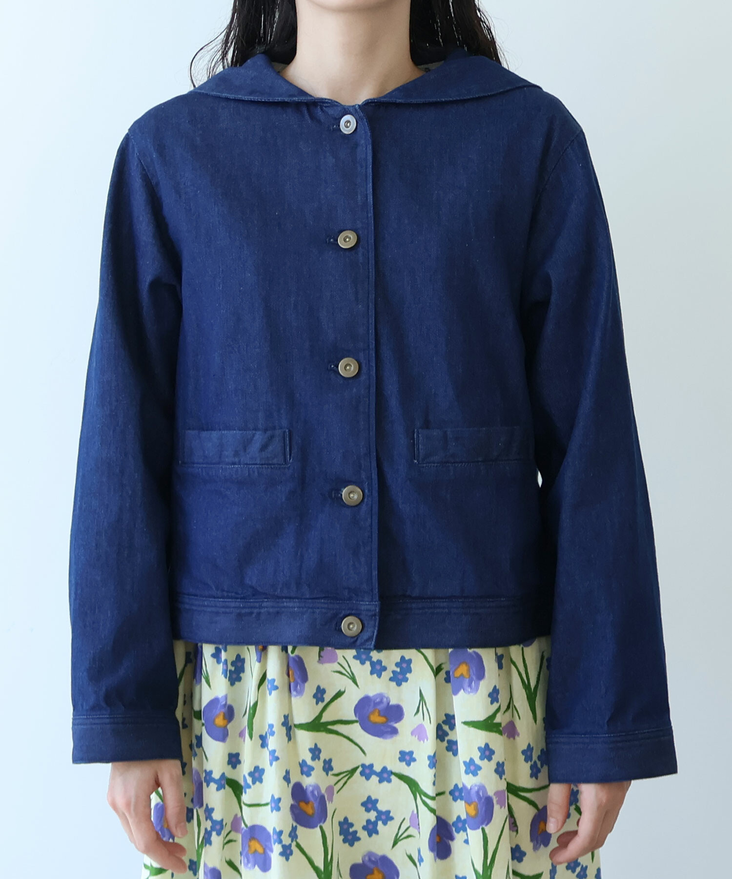 【bulle de savon】フード付きブルゾン／ブルー bulle de savon】フード付きブルゾン／ブルー bulle de savon】フード