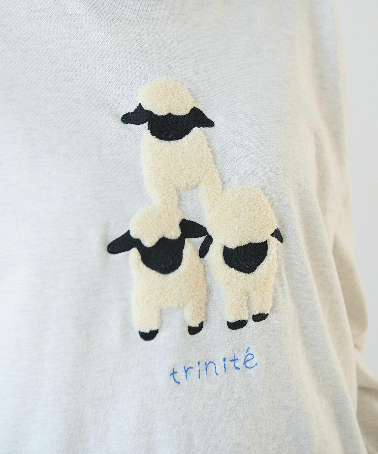 teat ヒトニヒトア AMBIDEX Store ○ ひつじ刺繍 Tシャツ(F アオ): bulle de savon