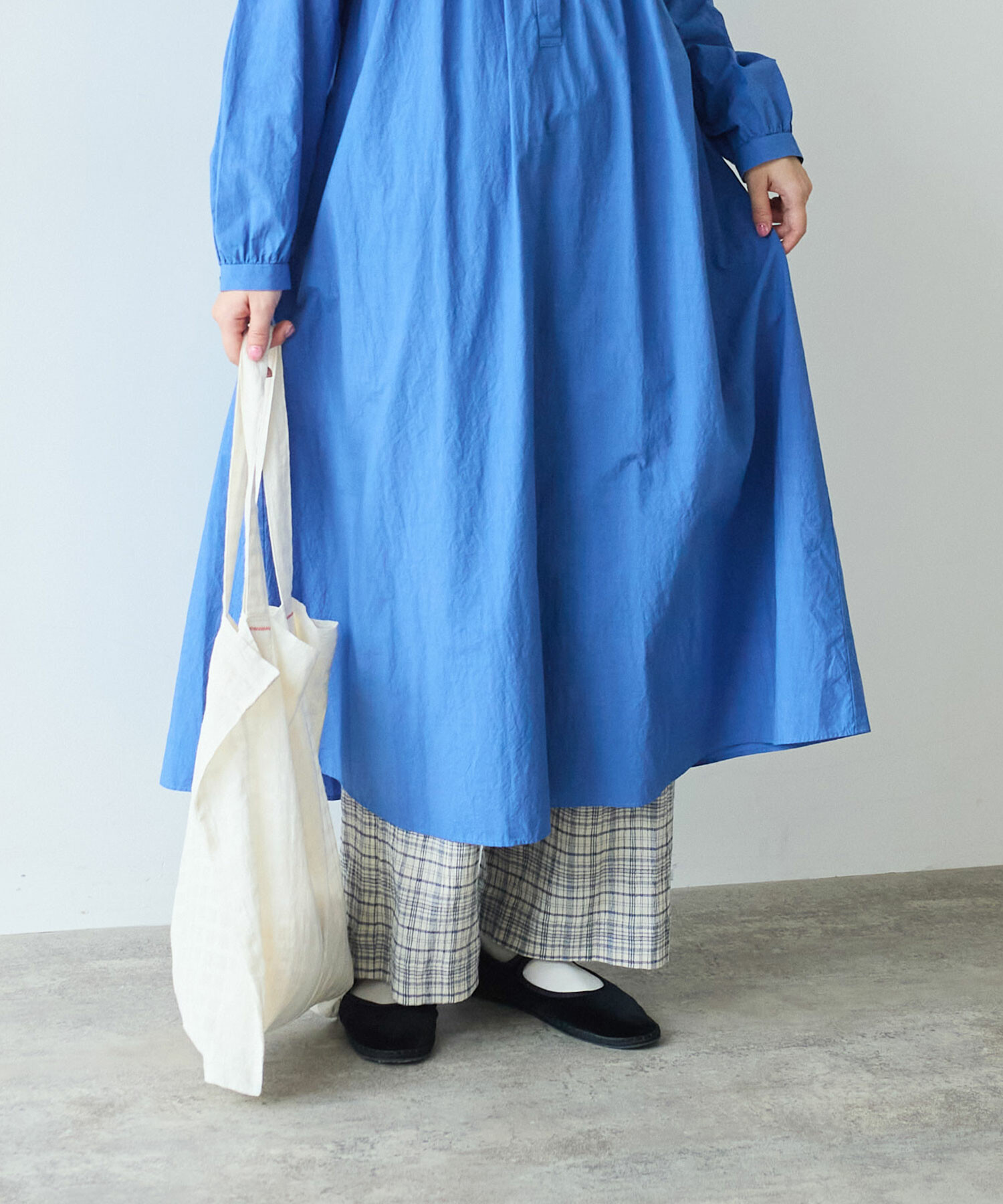 AMBIDEX Store 〇 basic cotton タックワンピース(F アオ): bulle de savon
