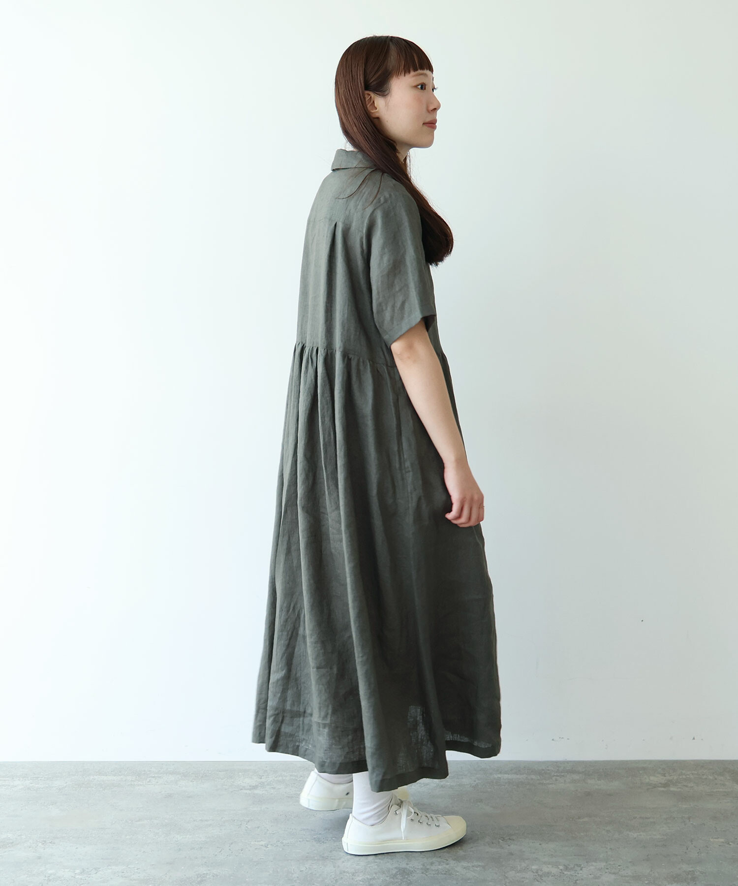 AMBIDEX Store ○ 60s フレンチリネン シャツワンピース(F アオ