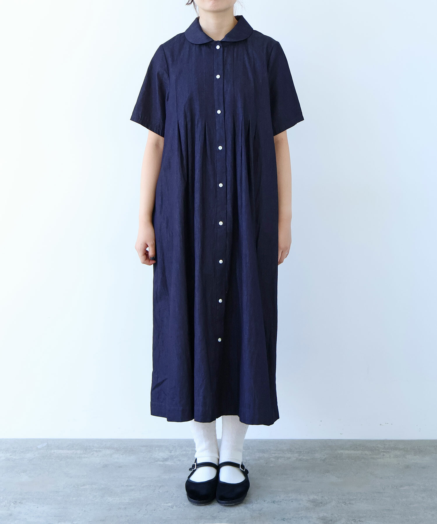 AMBIDEX Store ○ 5.5oz denim 丸襟ワンピース(F インディゴ): bulle