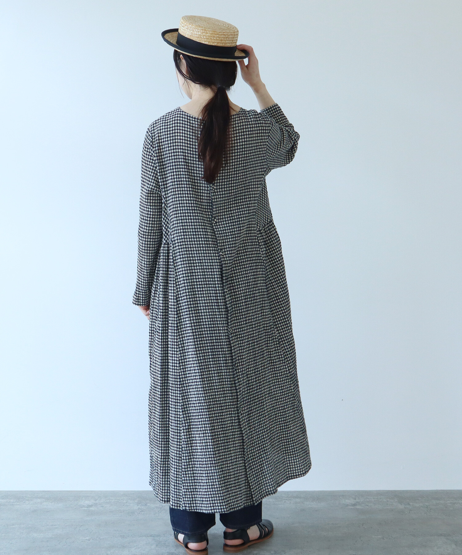 AMBIDEX Store △○ちぢみgingham ワンピース(F アカ): bulle de savon