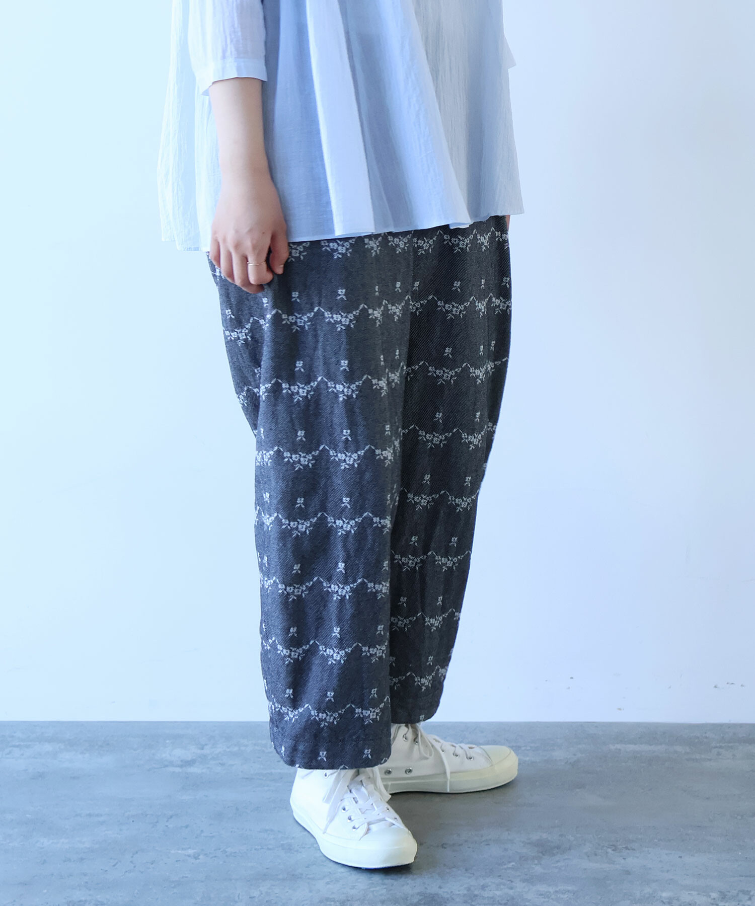 こうめ デニムパンツ 3点 AMBIDEX Store △〇 デニム調 hana ジャカード パンツ(F クロ