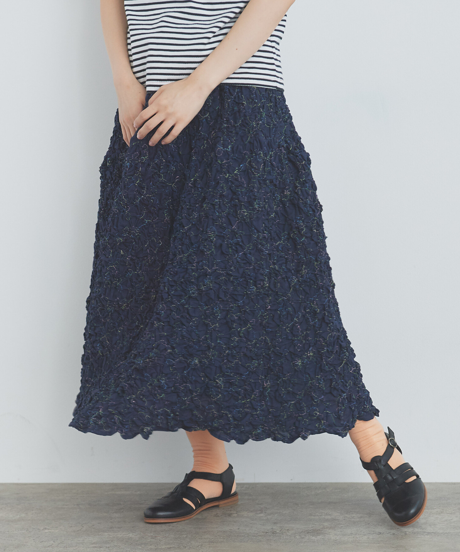 AMBIDEX Store 【予約販売】○くしゅくしゅはな刺繍 スカート(F シロ 