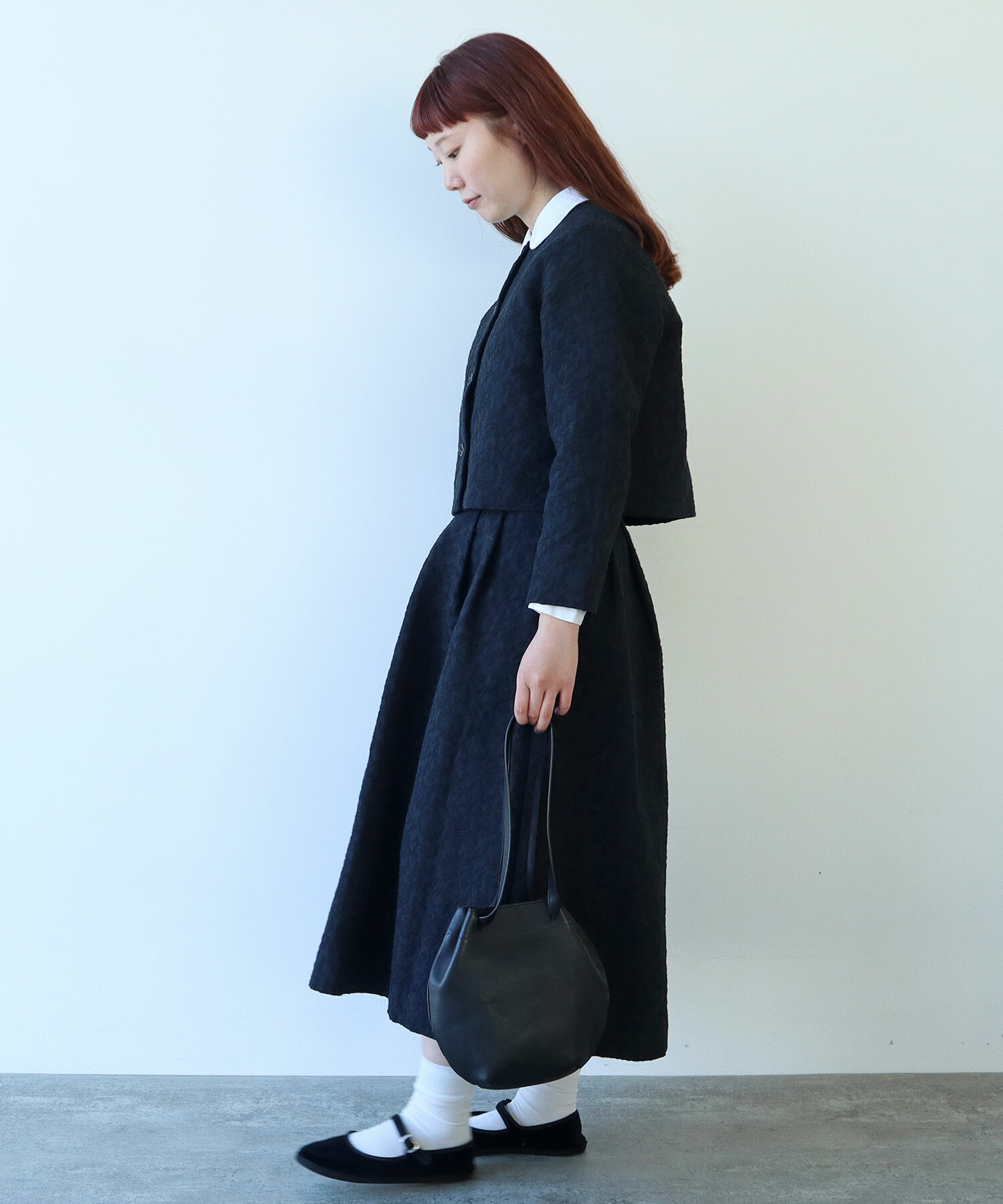 MADISONBLUE サイドタックマーメードスカート MOLE ブラック TUCKED MI-MOLLET FLARE SKIRT | ALL | MADISONBLUE