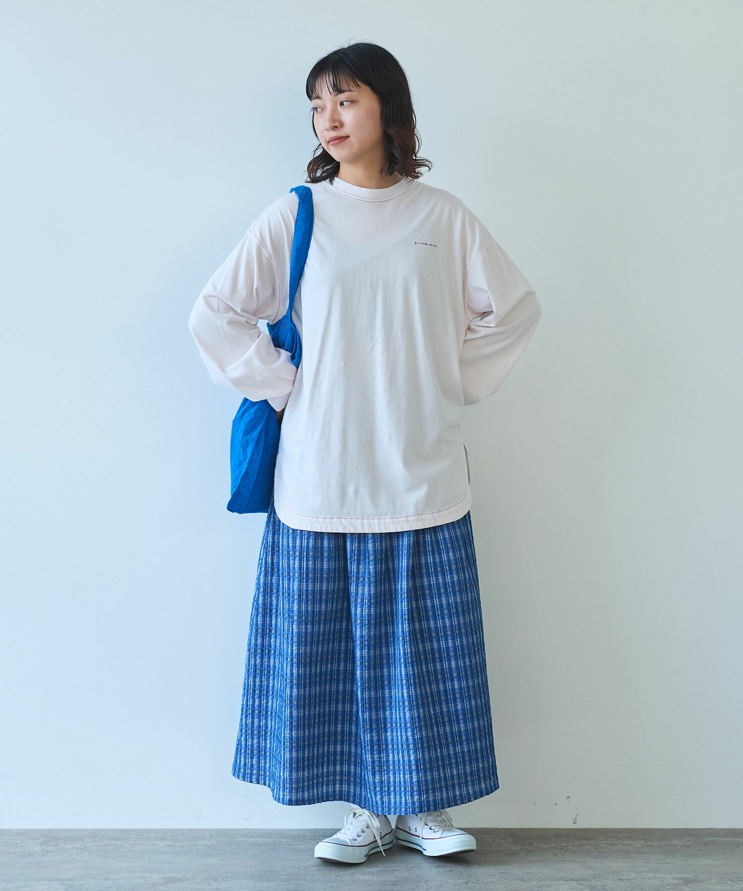 AMBIDEX Store 〇 ジャカード チェック スカート(F アオ): bulle