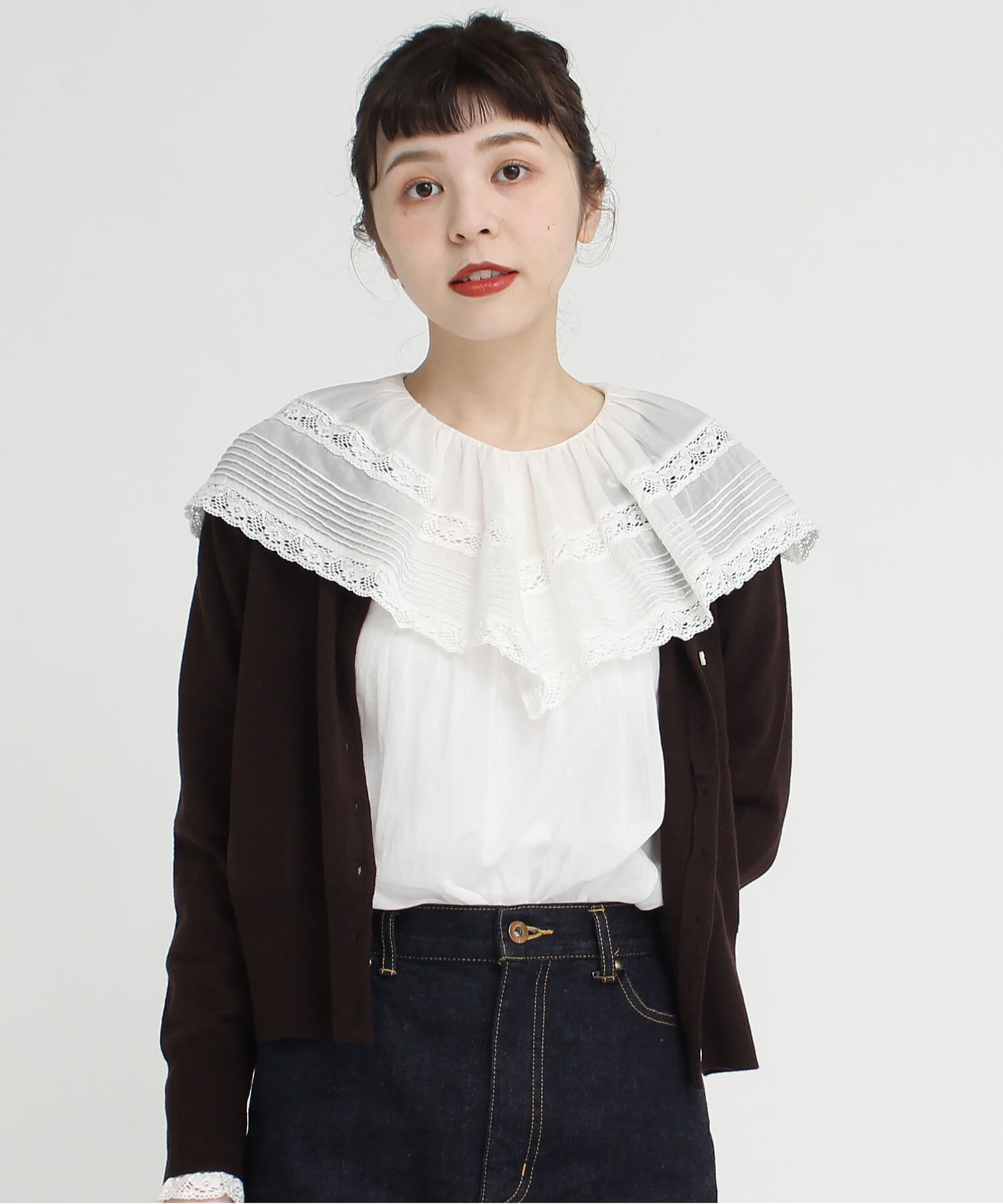 超大特価 ドットアンドストライプス☆トーションレースパッチワーク 正規品/新品 美品♡ロージーモンスター ポワンレースブラウス&ポコポコストライプスカート シャツ/ブラウス(半袖/袖なし)